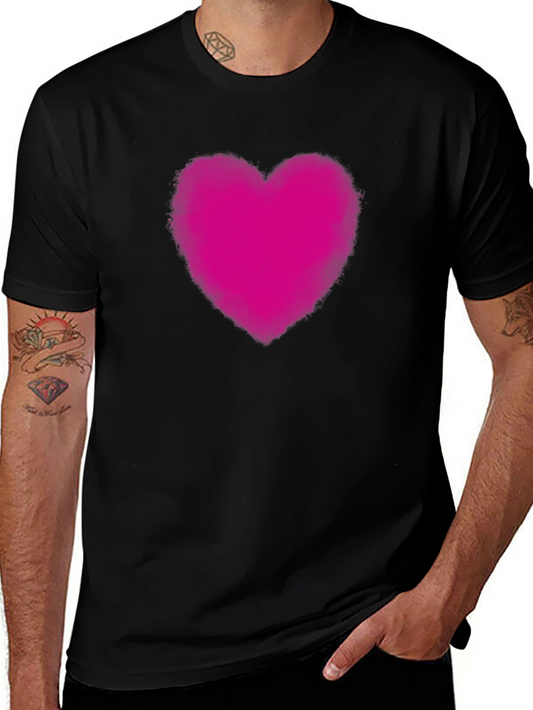 Heart Print Black T-Shirt