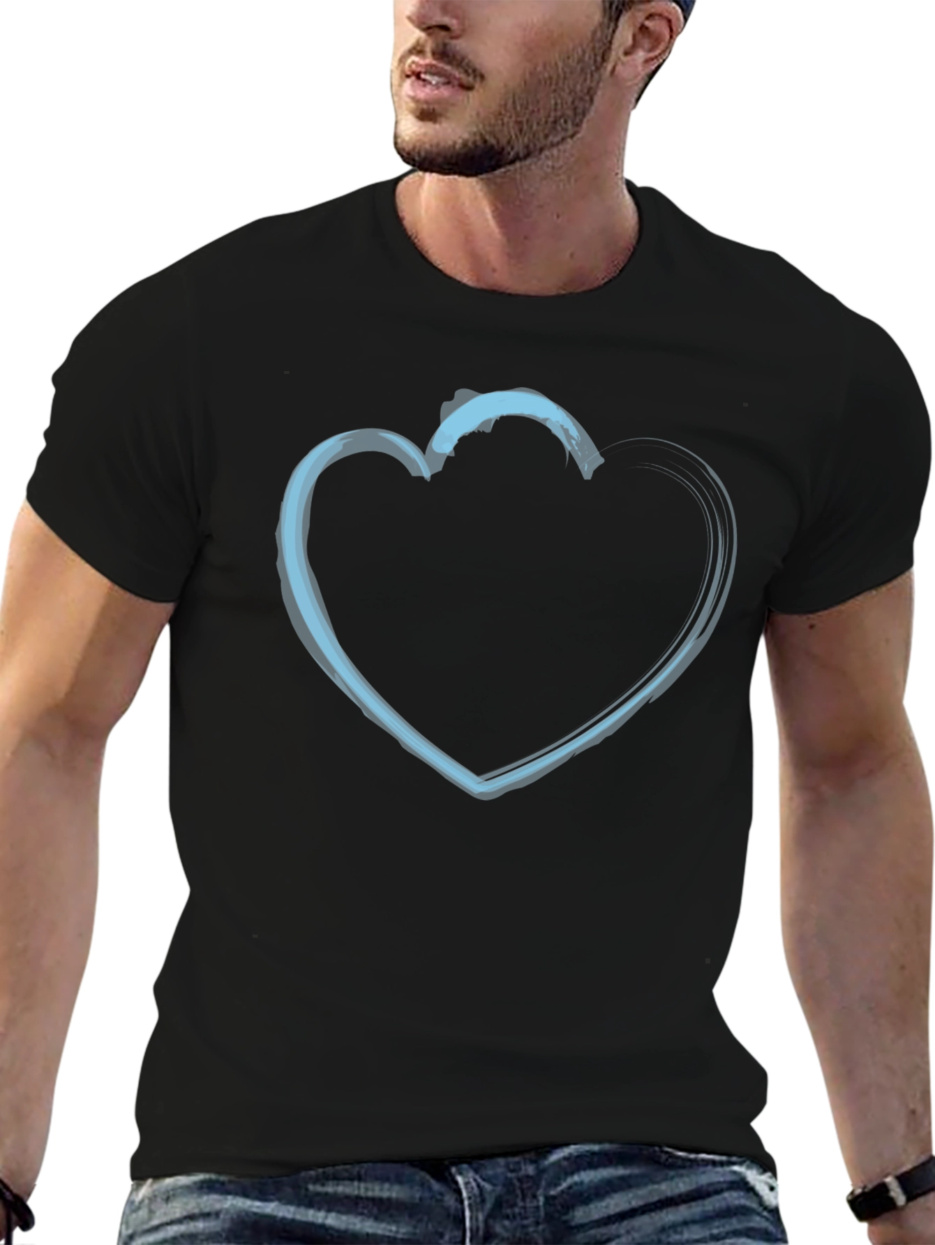 Heart Outline Graphic T-Shirt - Black