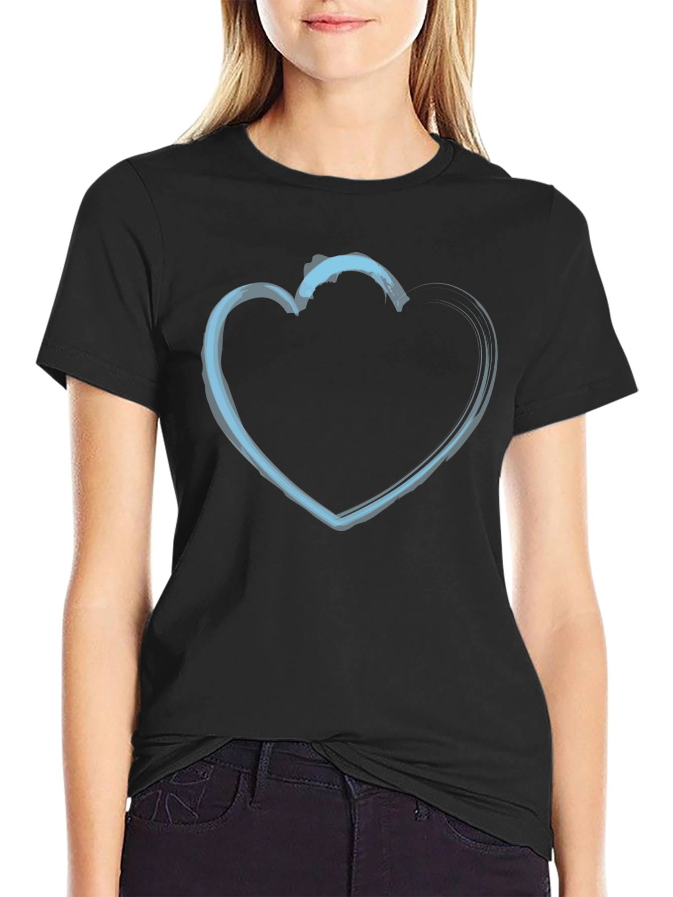 Heart Outline Graphic T-Shirt - Black