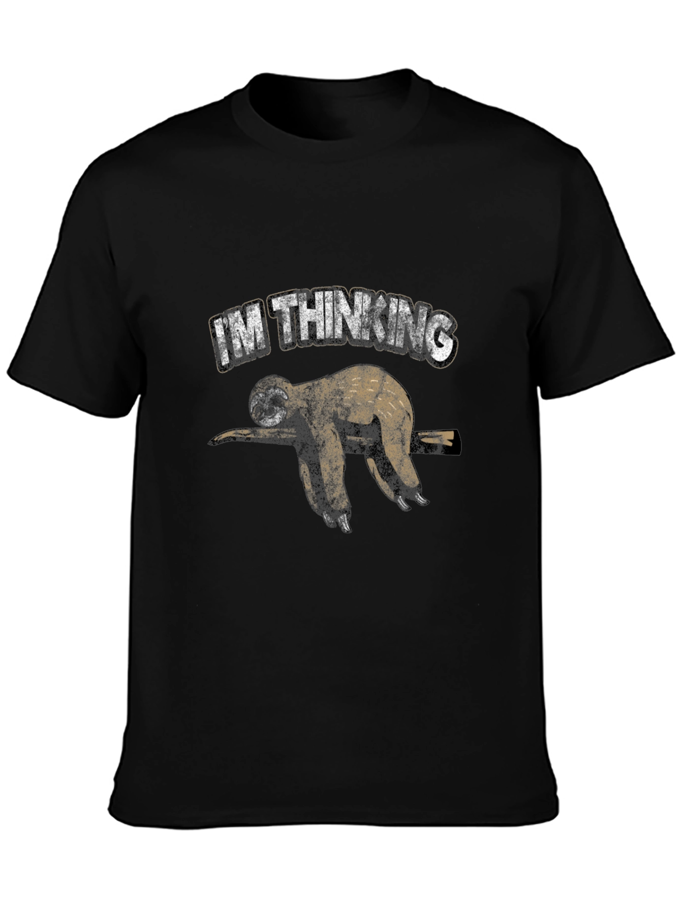 Im Thinking Sloth Graphic Print Black T-Shirt
