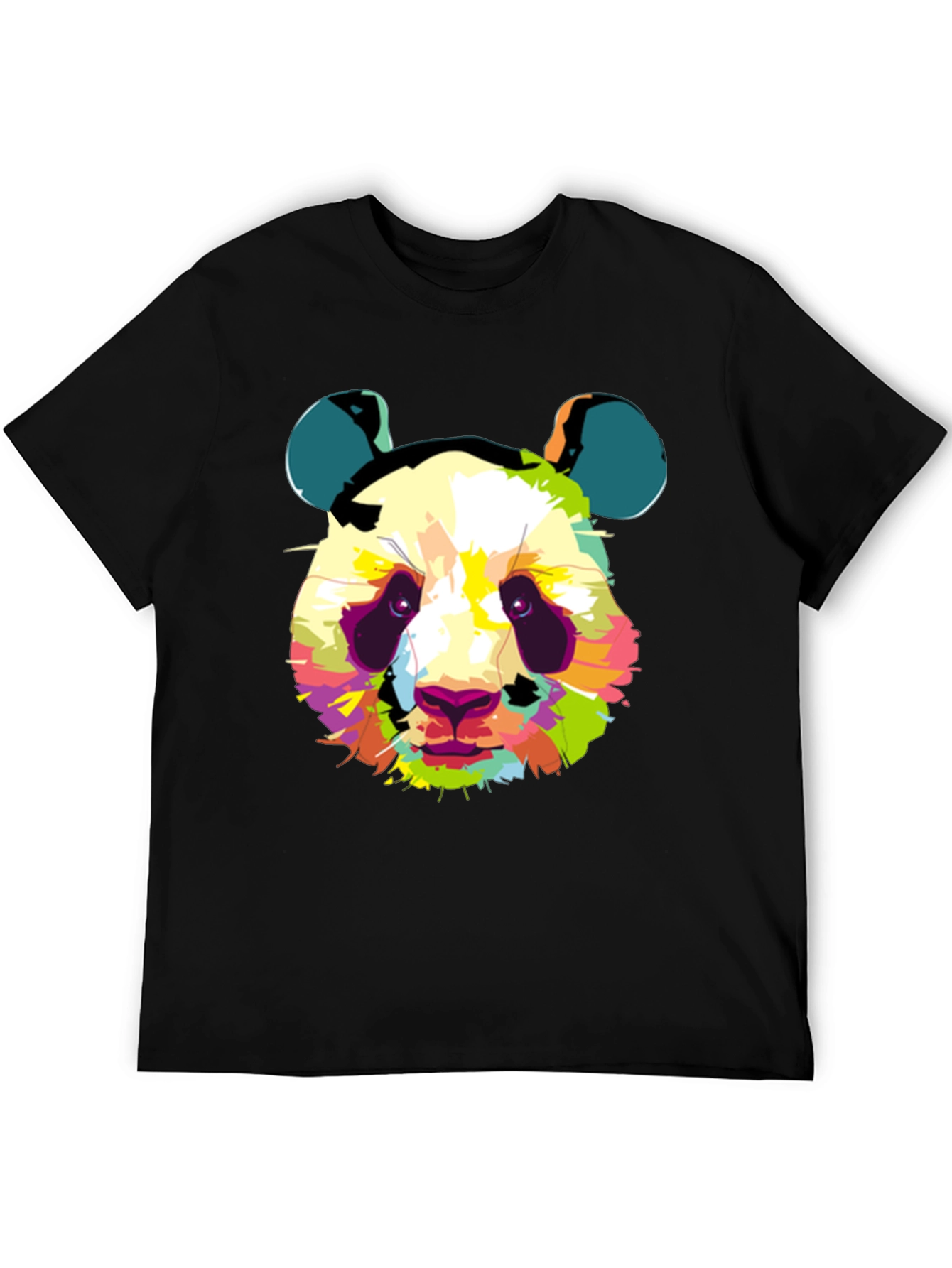 Abstract Panda Graphic Print Black T-Shirt