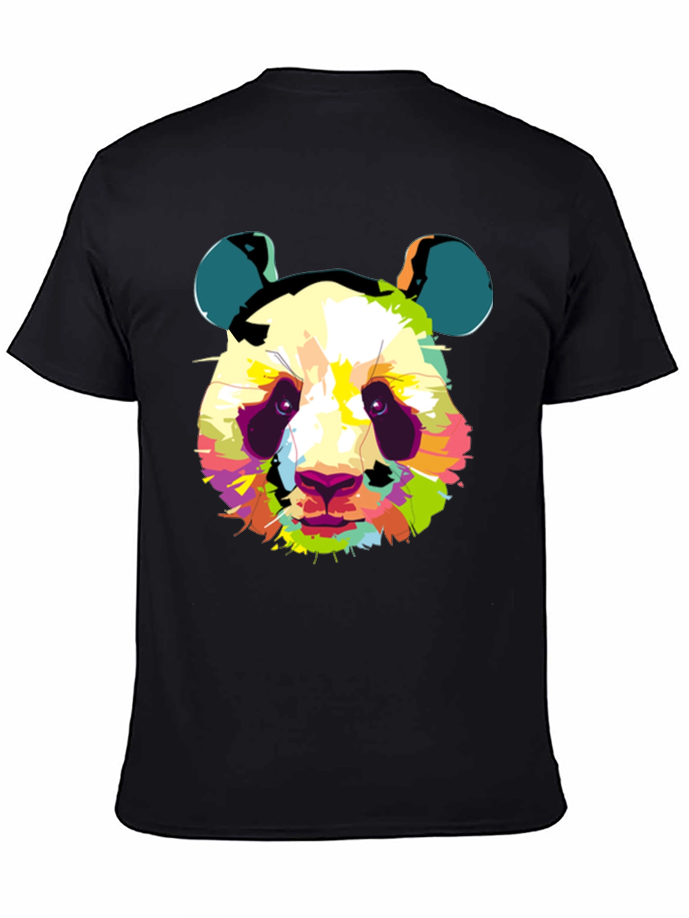 Abstract Panda Graphic Print Black T-Shirt
