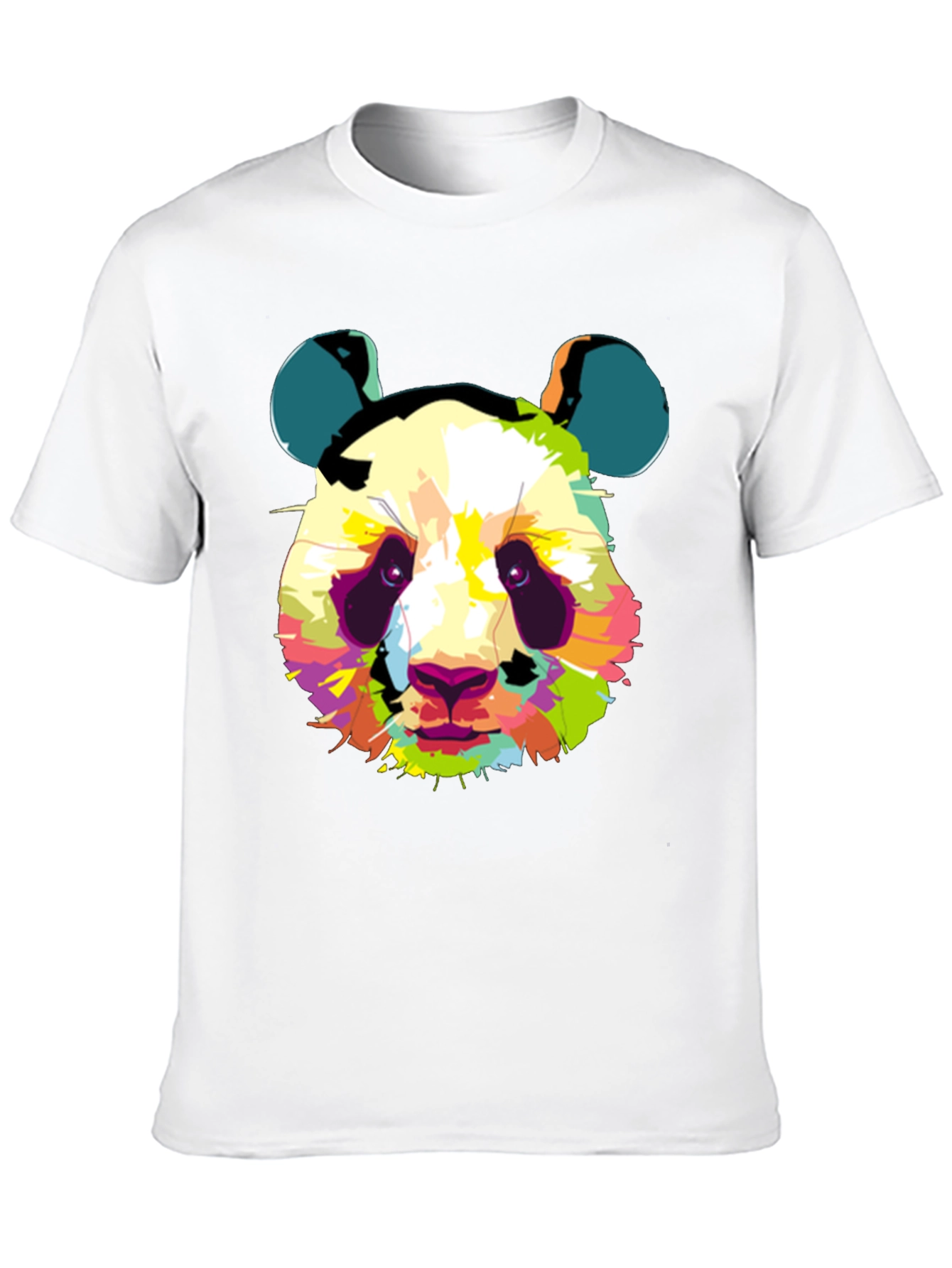 Abstract Panda Graphic Print Black T-Shirt