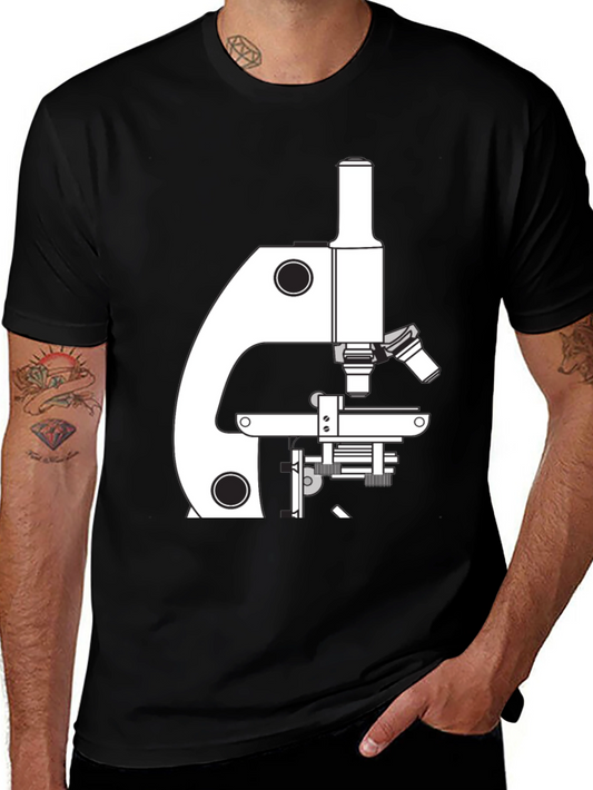 Science Microscope Graphic T-Shirt - Black