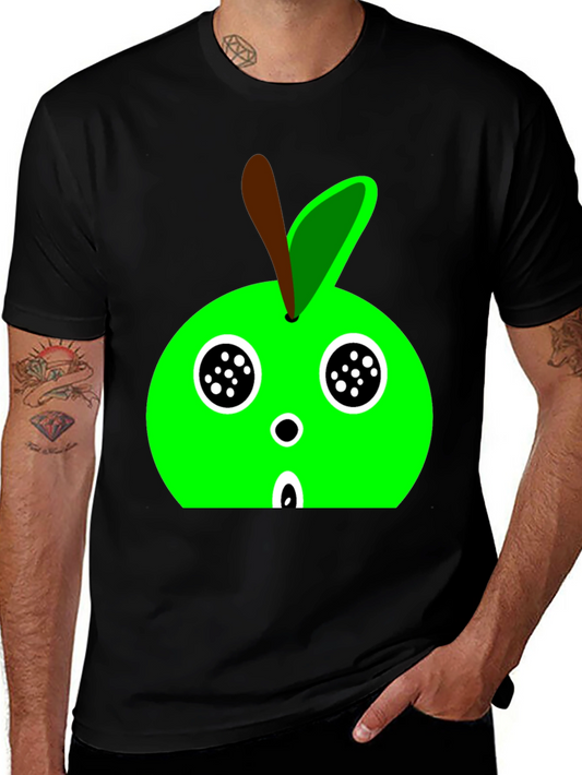 Cartoon Apple Graphic Tee - Black