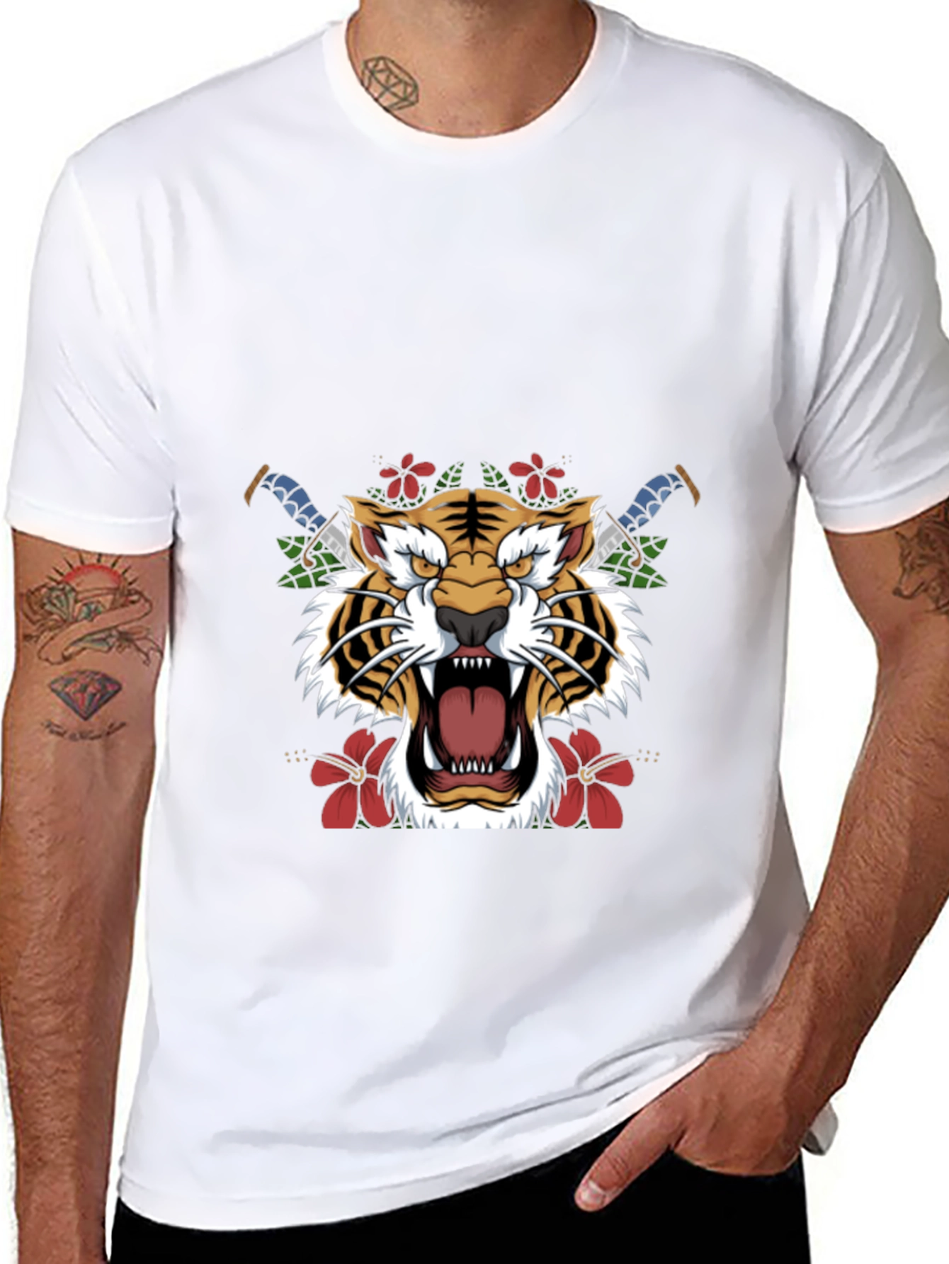 Tiger Graphic Print Black T-Shirt