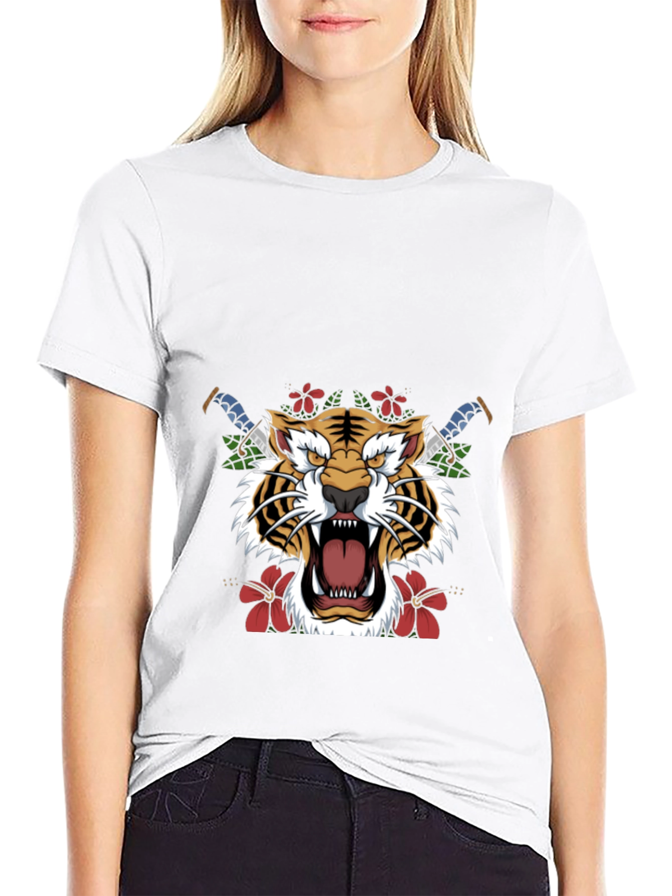Tiger Graphic Print Black T-Shirt