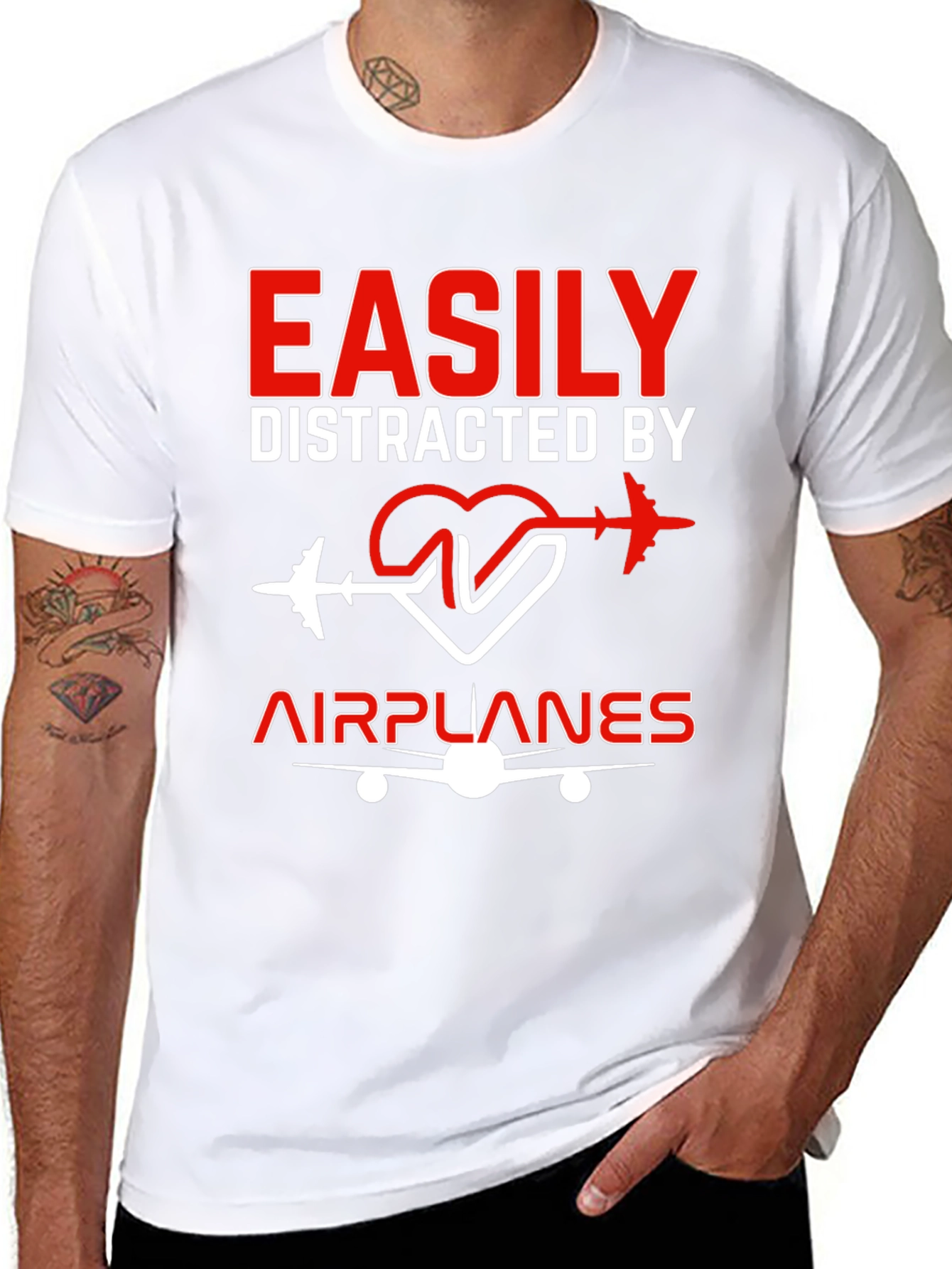Easily Distracted By Airplanes Black T-Shirt