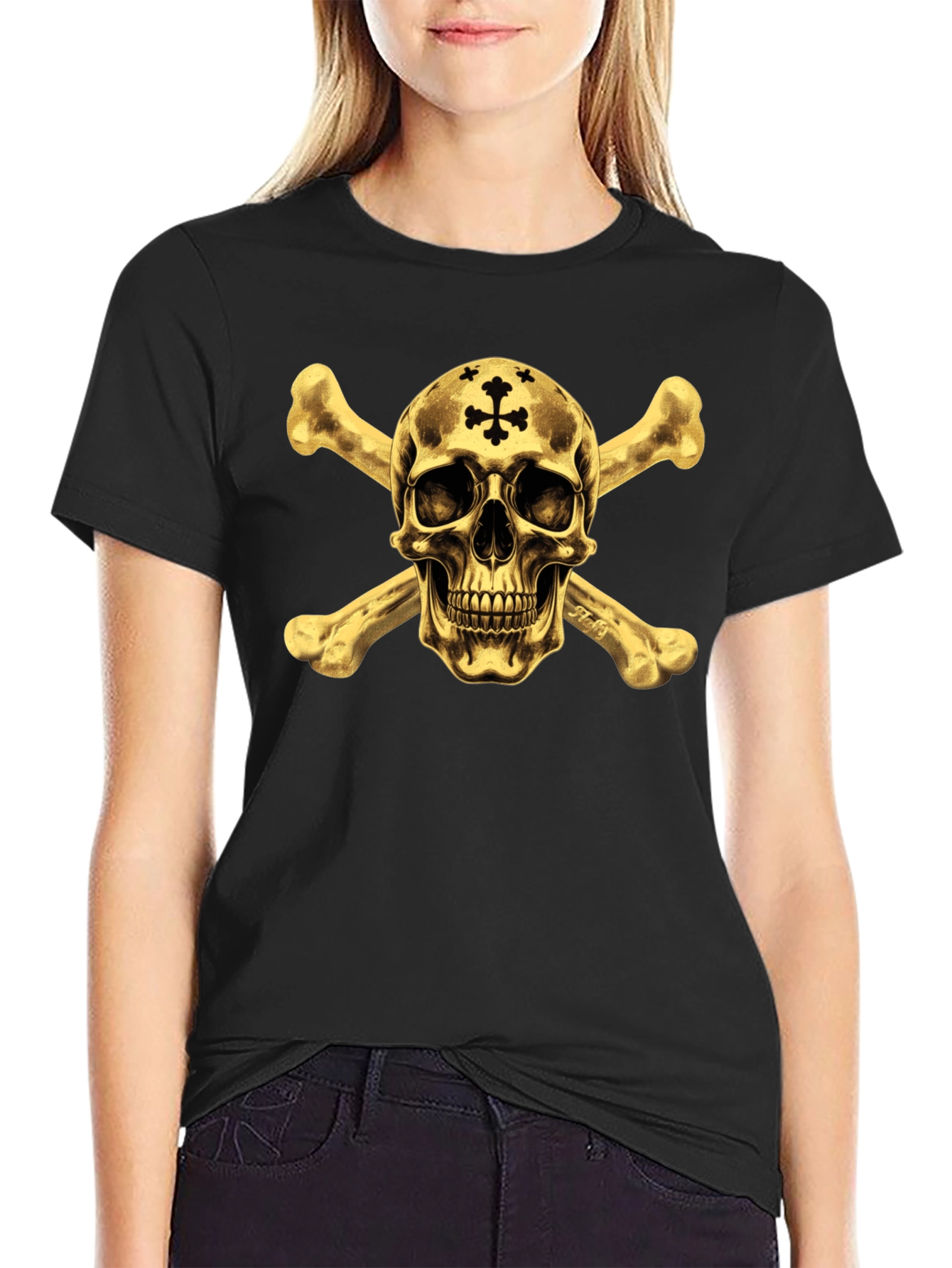 Skull & Crossbones Graphic Tee - Black