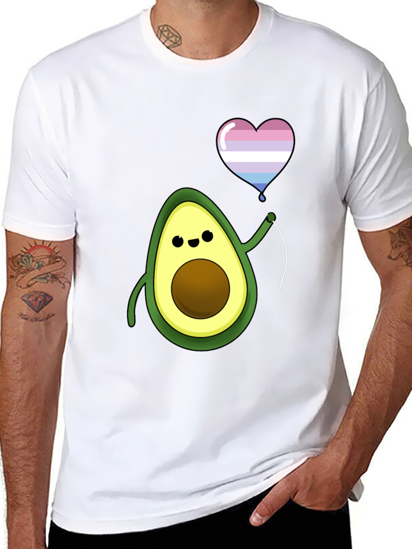 Avocado Transgender Pride Heart Balloon T-Shirt