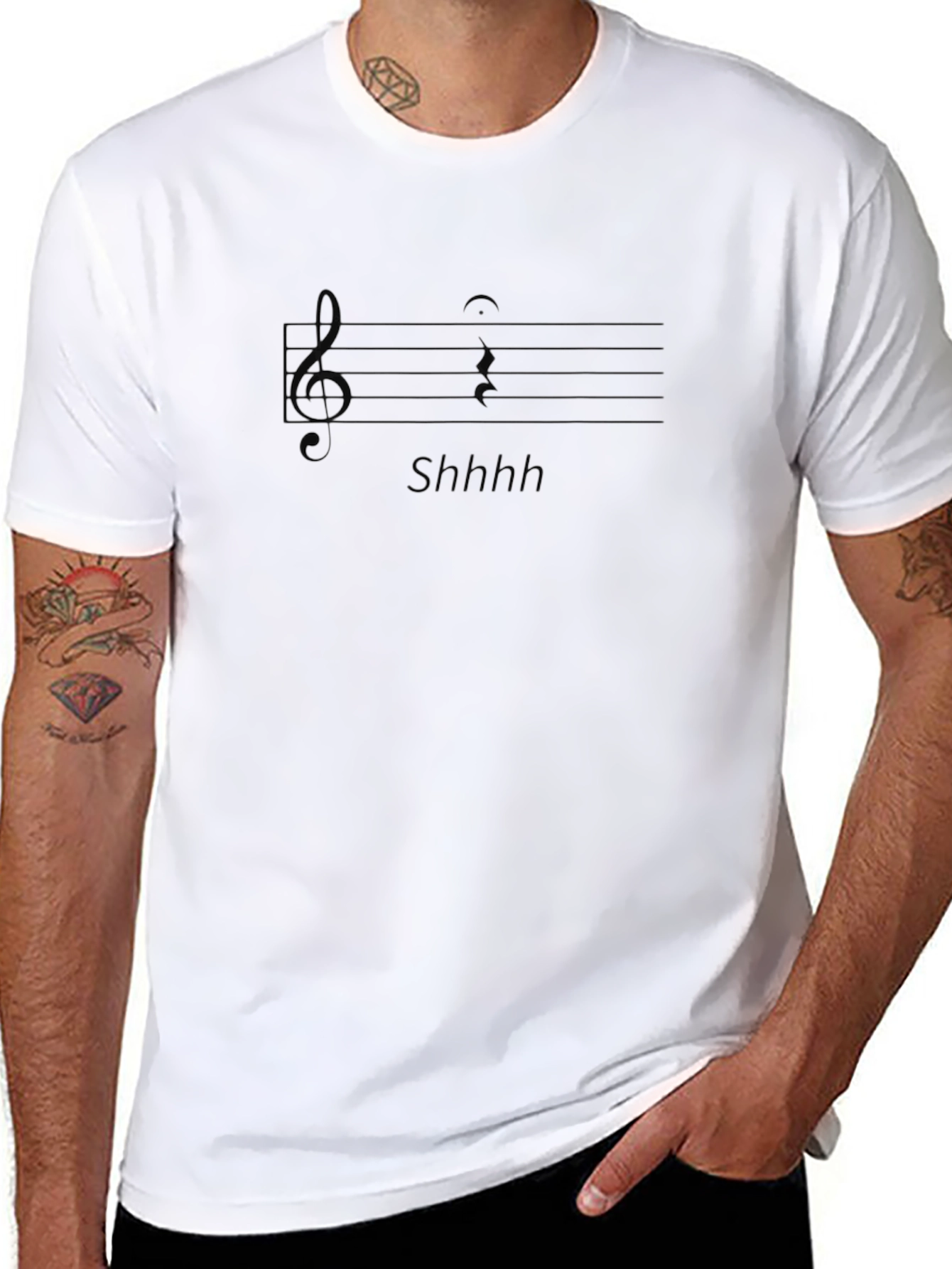 Shhhh Funny Music Black T-Shirt