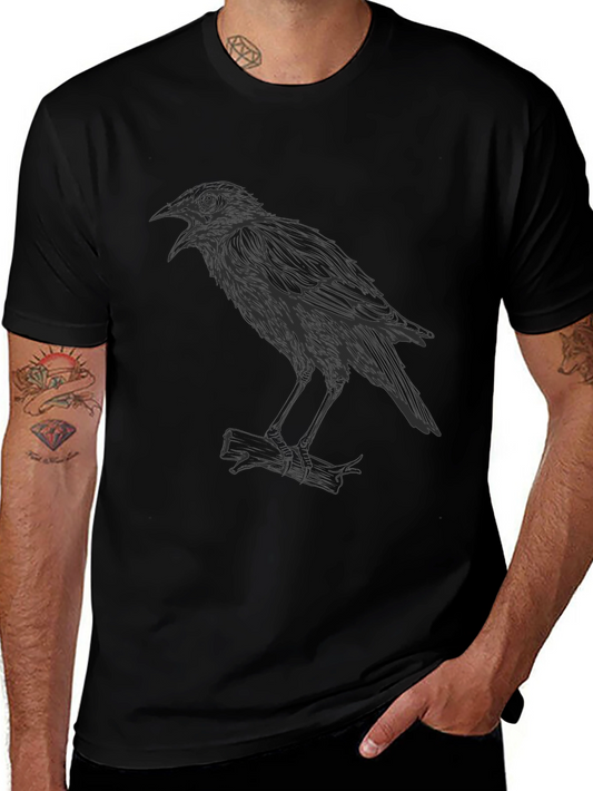 Raven Graphic Tee - Black Casual T-Shirt