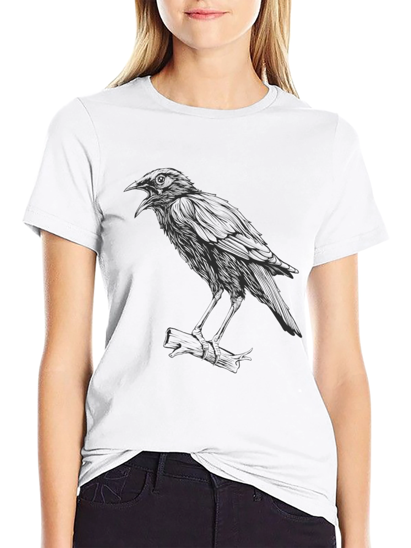 Raven Graphic Tee - Black Casual T-Shirt