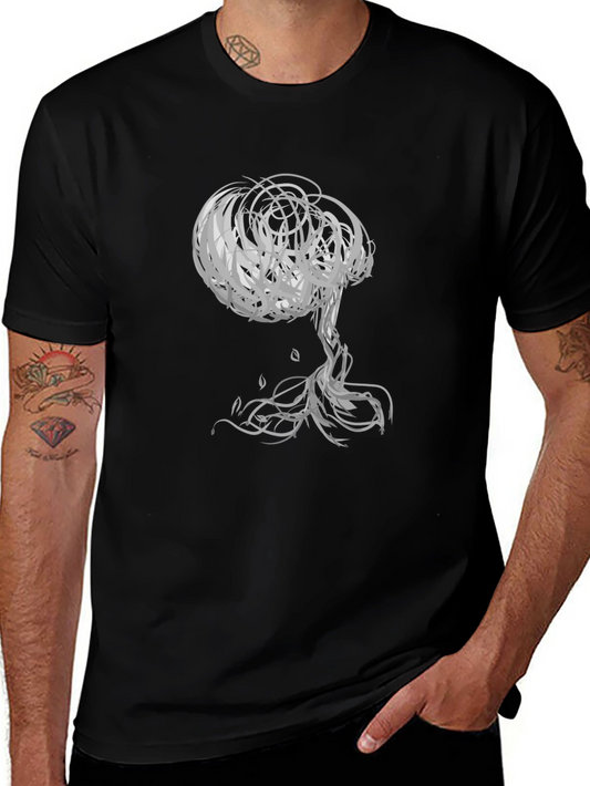 Abstract Tree Graphic Tee - Modern Black T-Shirt