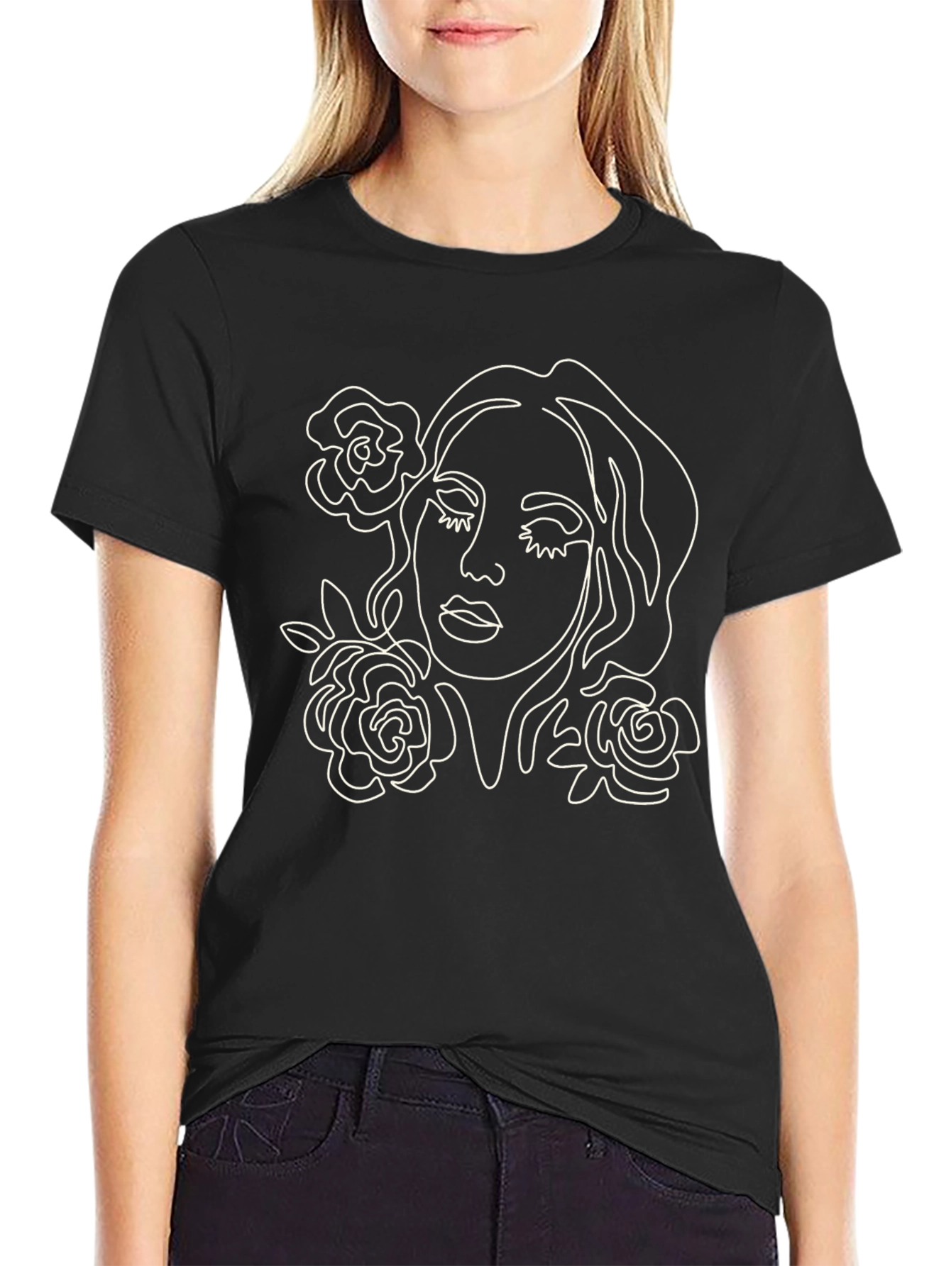 Minimalist Rose Woman Graphic T-Shirt