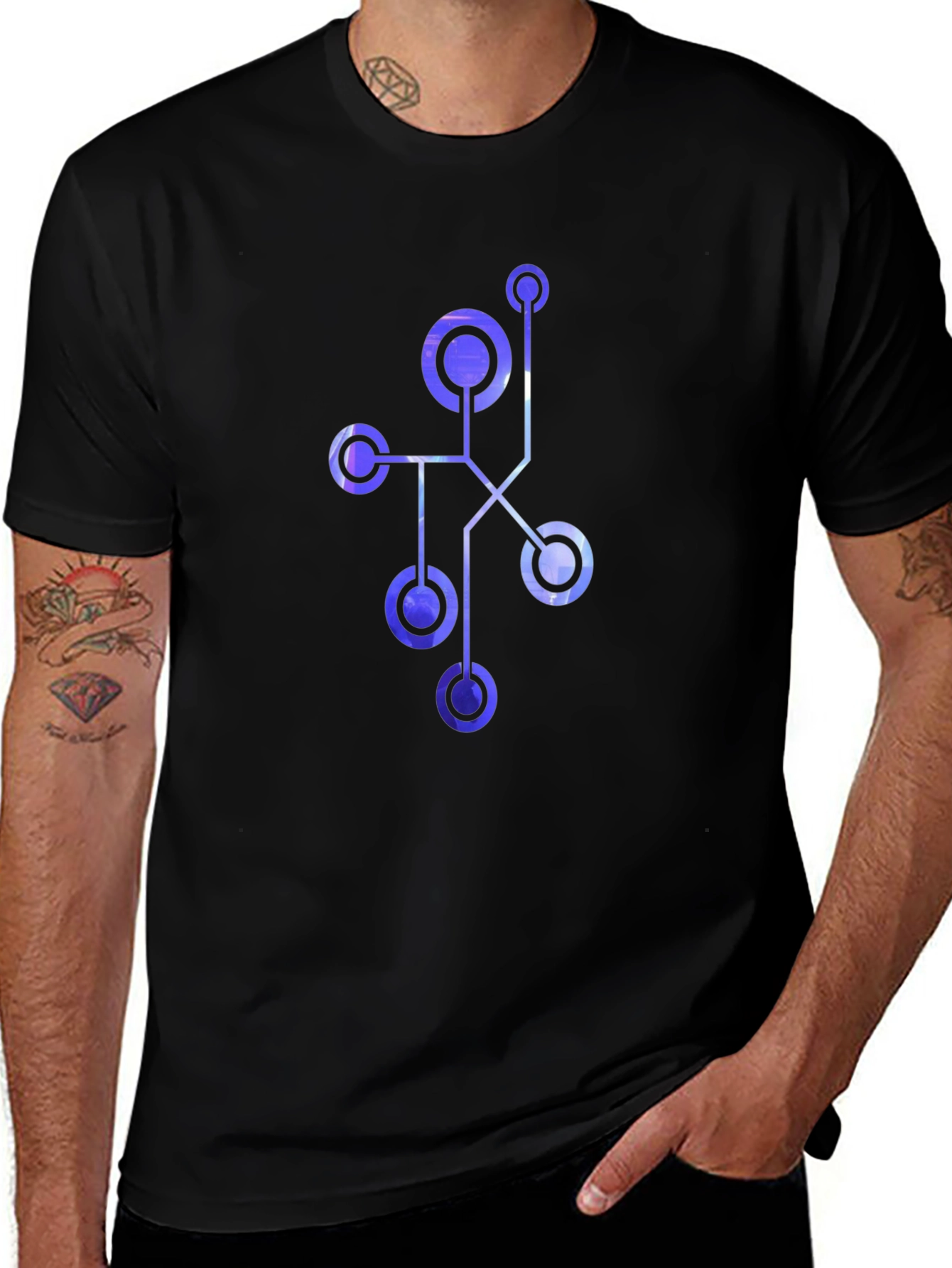 Abstract Geometric Design Mens Black T-Shirt