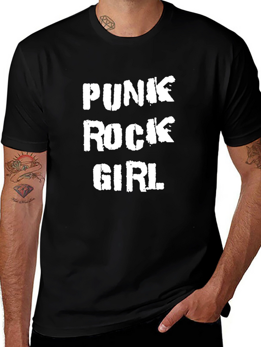 Punk Rock Girl Black Graphic T-Shirt