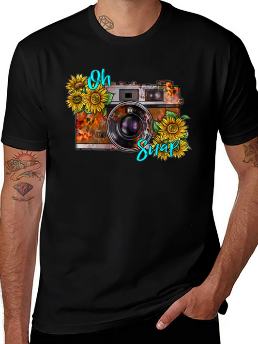 Rustic Camera Sunflower Graphic Tee