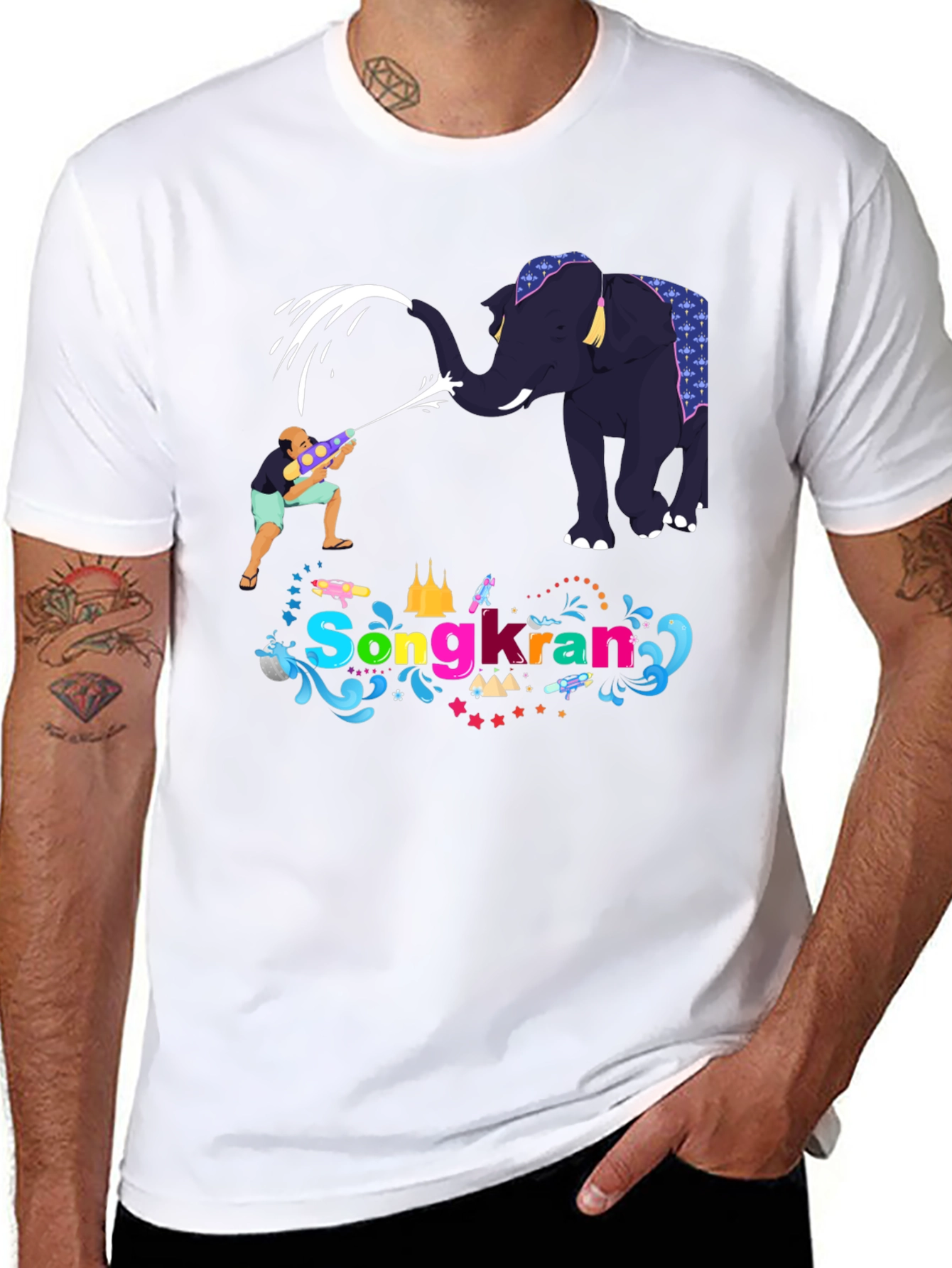 Songkran Festival T-Shirt - Elephant Water Fight