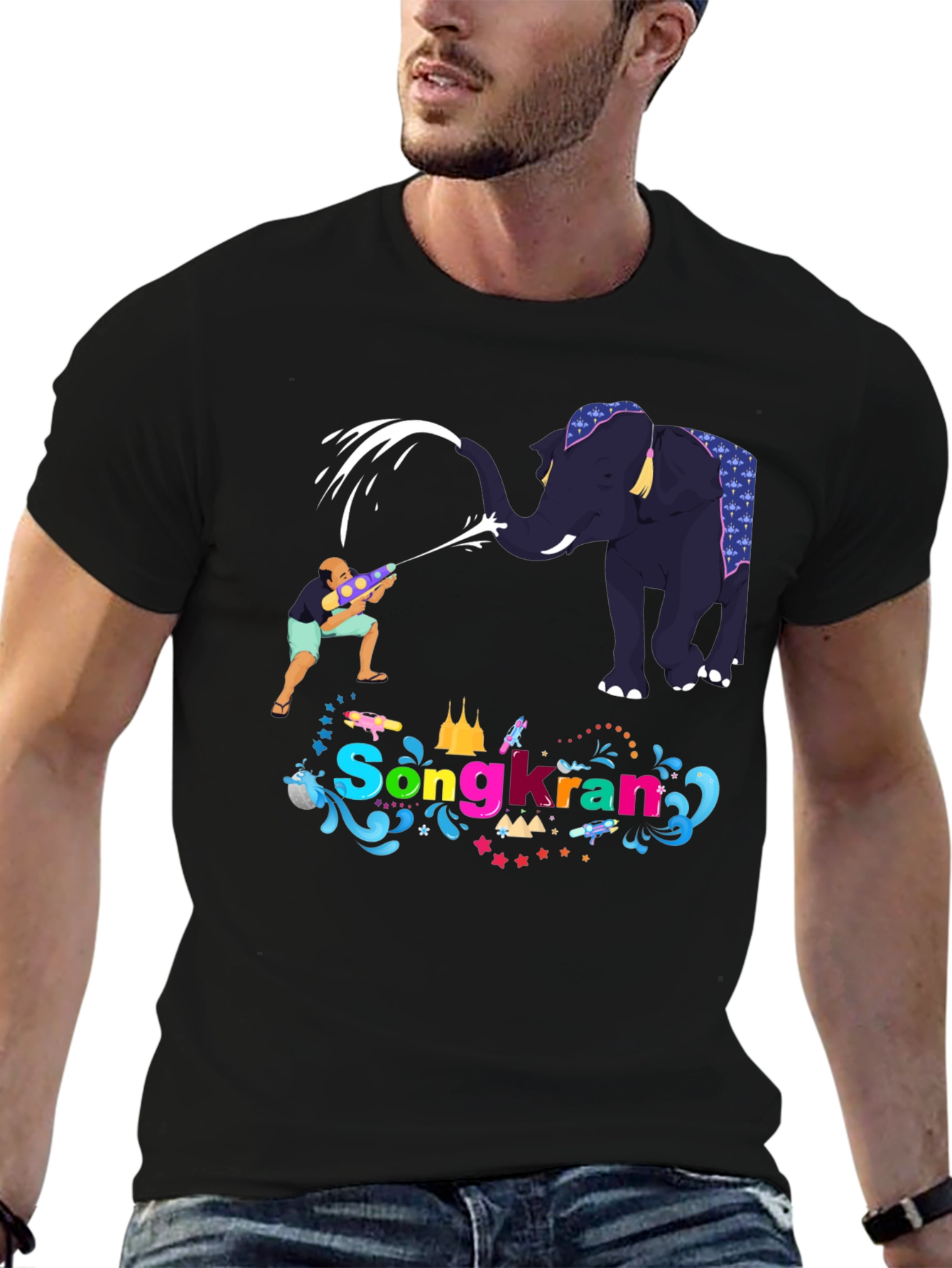 Songkran Festival T-Shirt - Elephant Water Fight