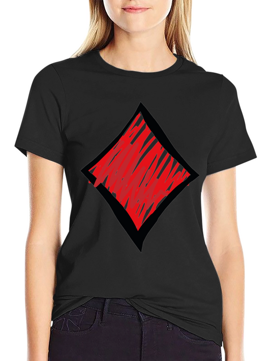 Red Diamond Graphic Print Black T-Shirt