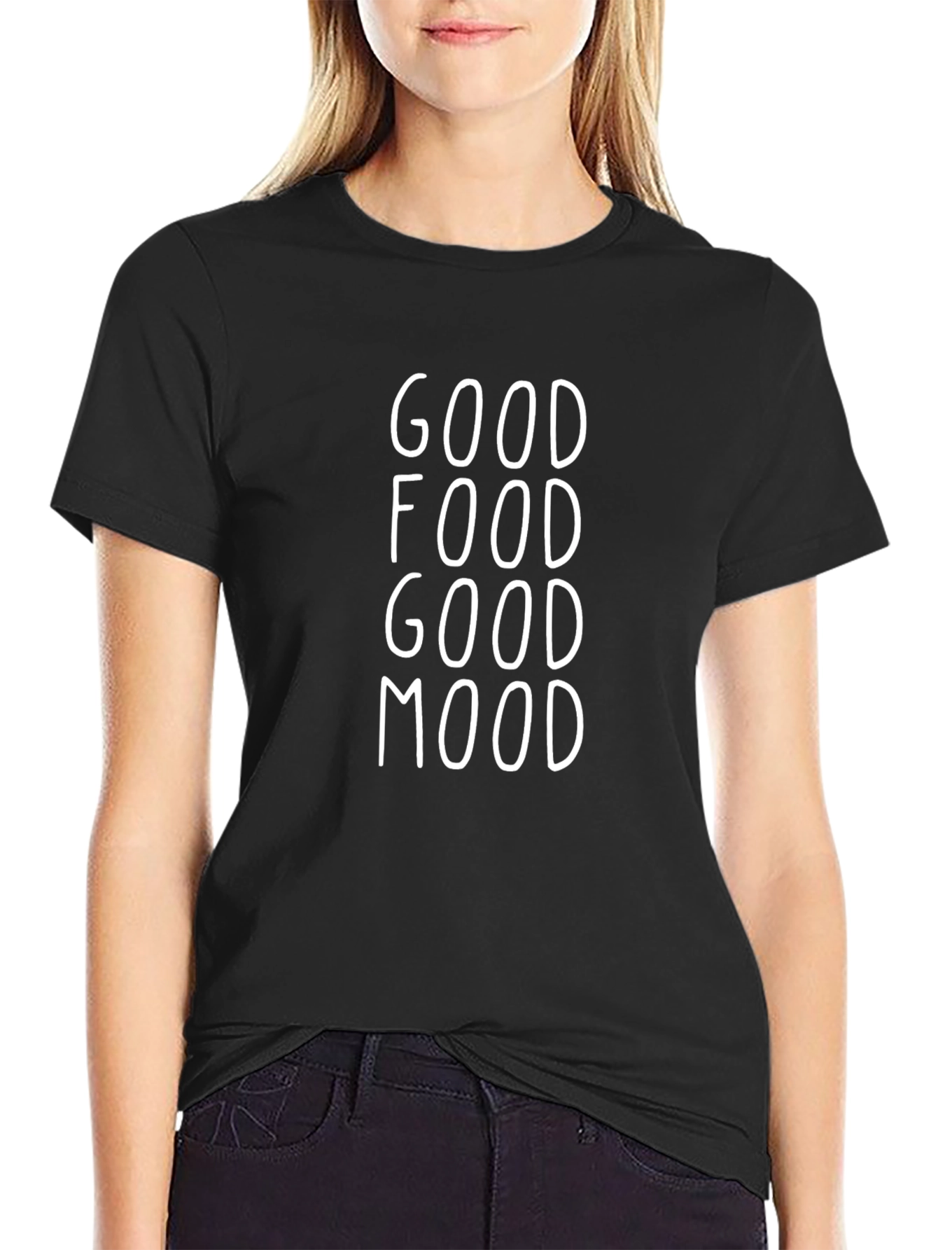 Good Food Good Mood Black Graphic Tee