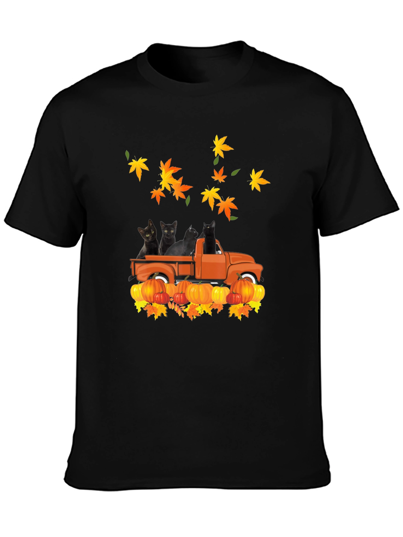 Black Cats in Truck Fall T-Shirt