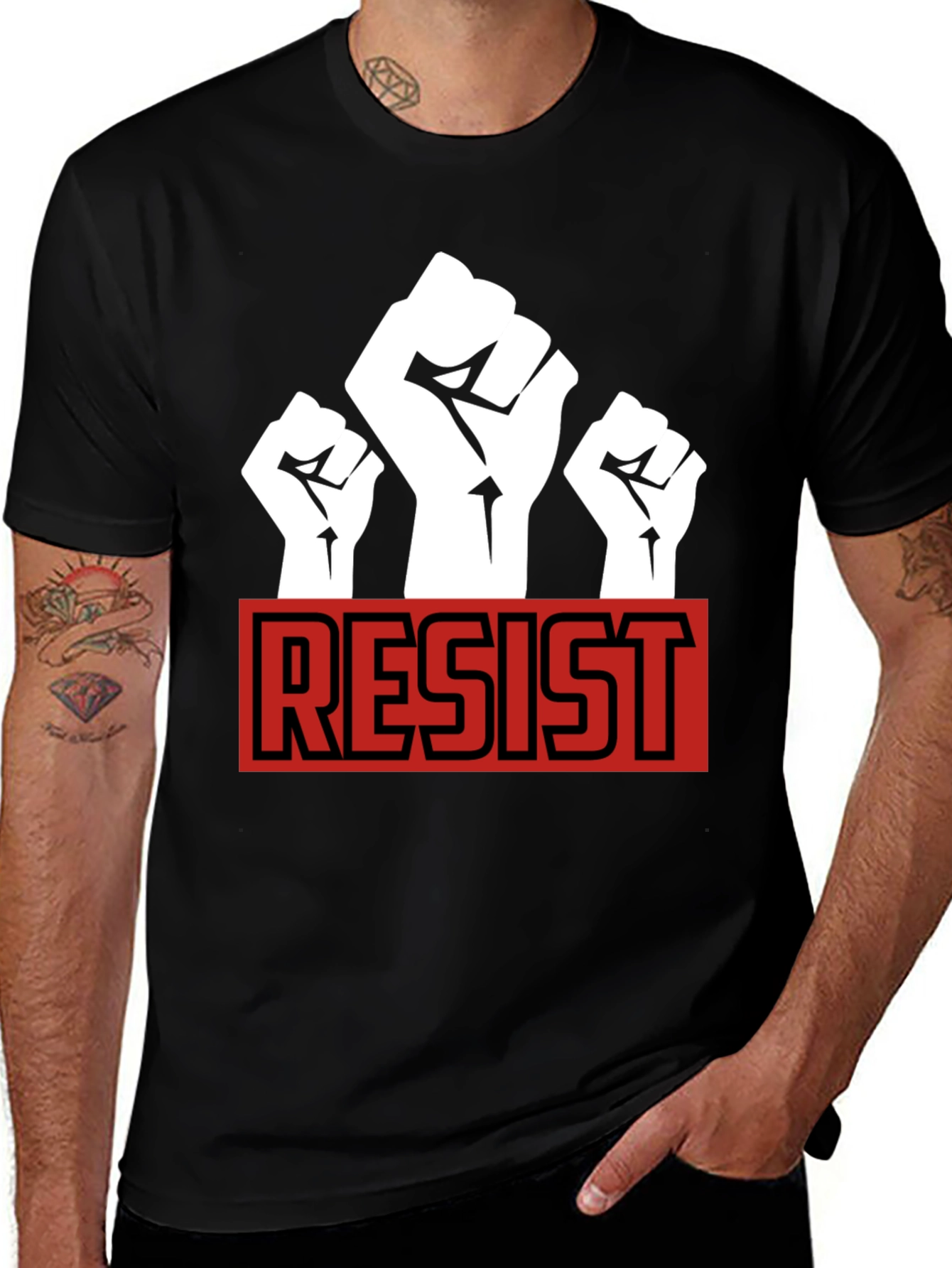 Resist Fist Graphic T-Shirt - Black