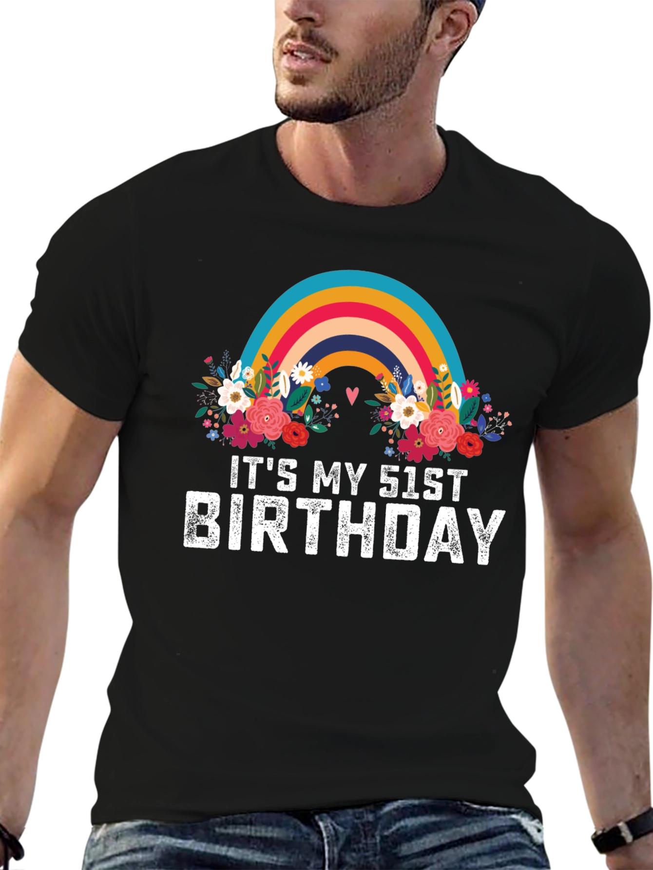 Its My 51st Birthday Rainbow Floral T-Shirt