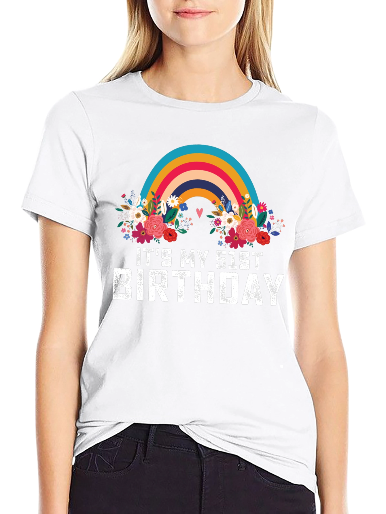 Its My 51st Birthday Rainbow Floral T-Shirt