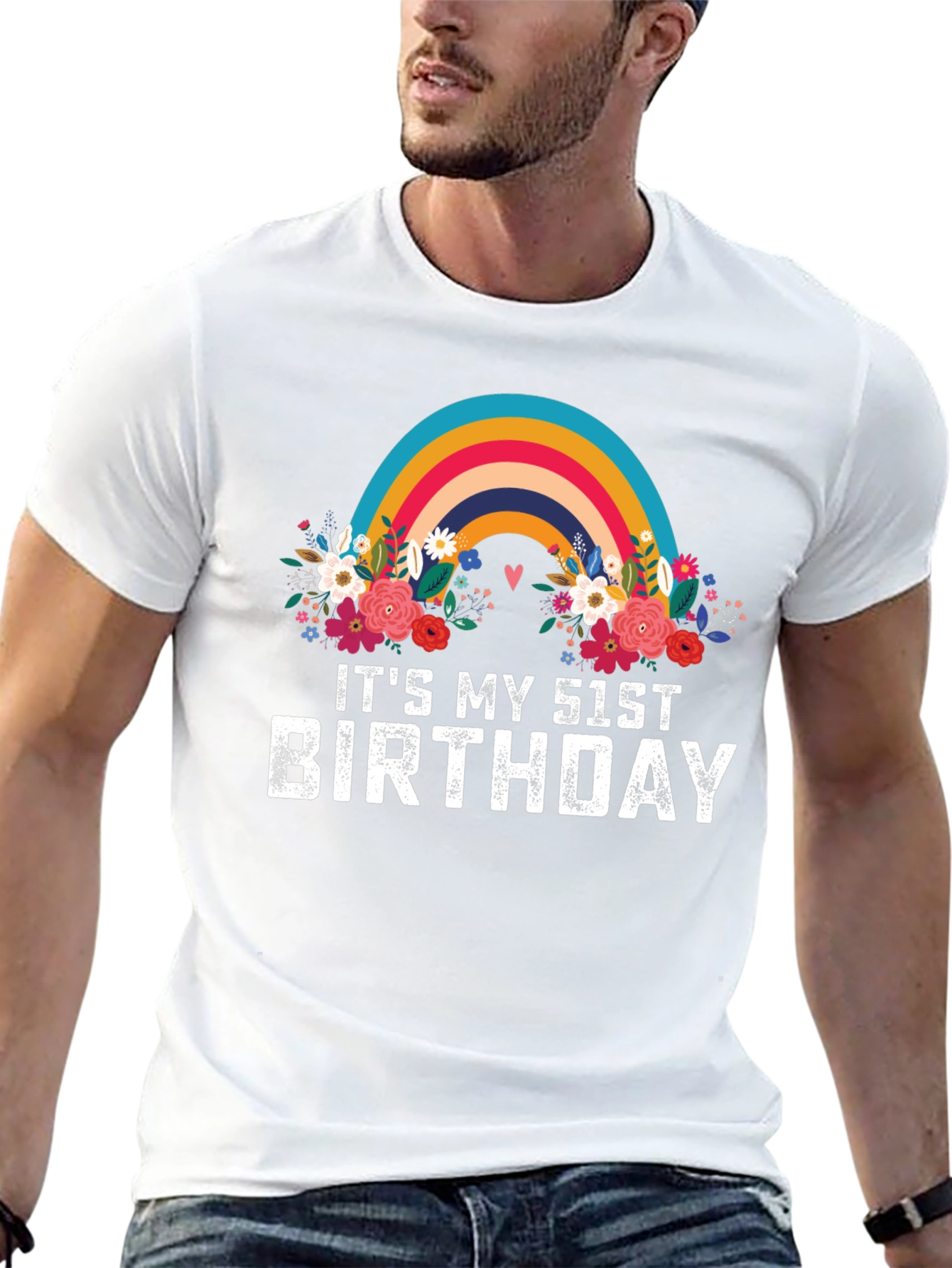Its My 51st Birthday Rainbow Floral T-Shirt
