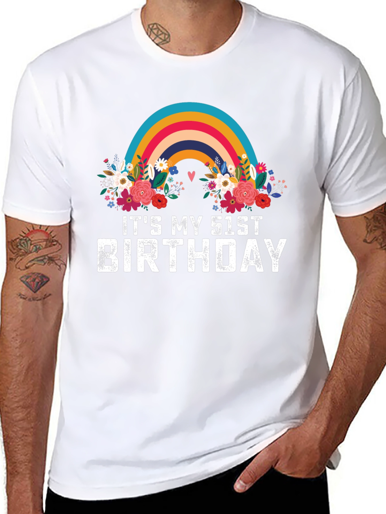 Its My 51st Birthday Rainbow Floral T-Shirt