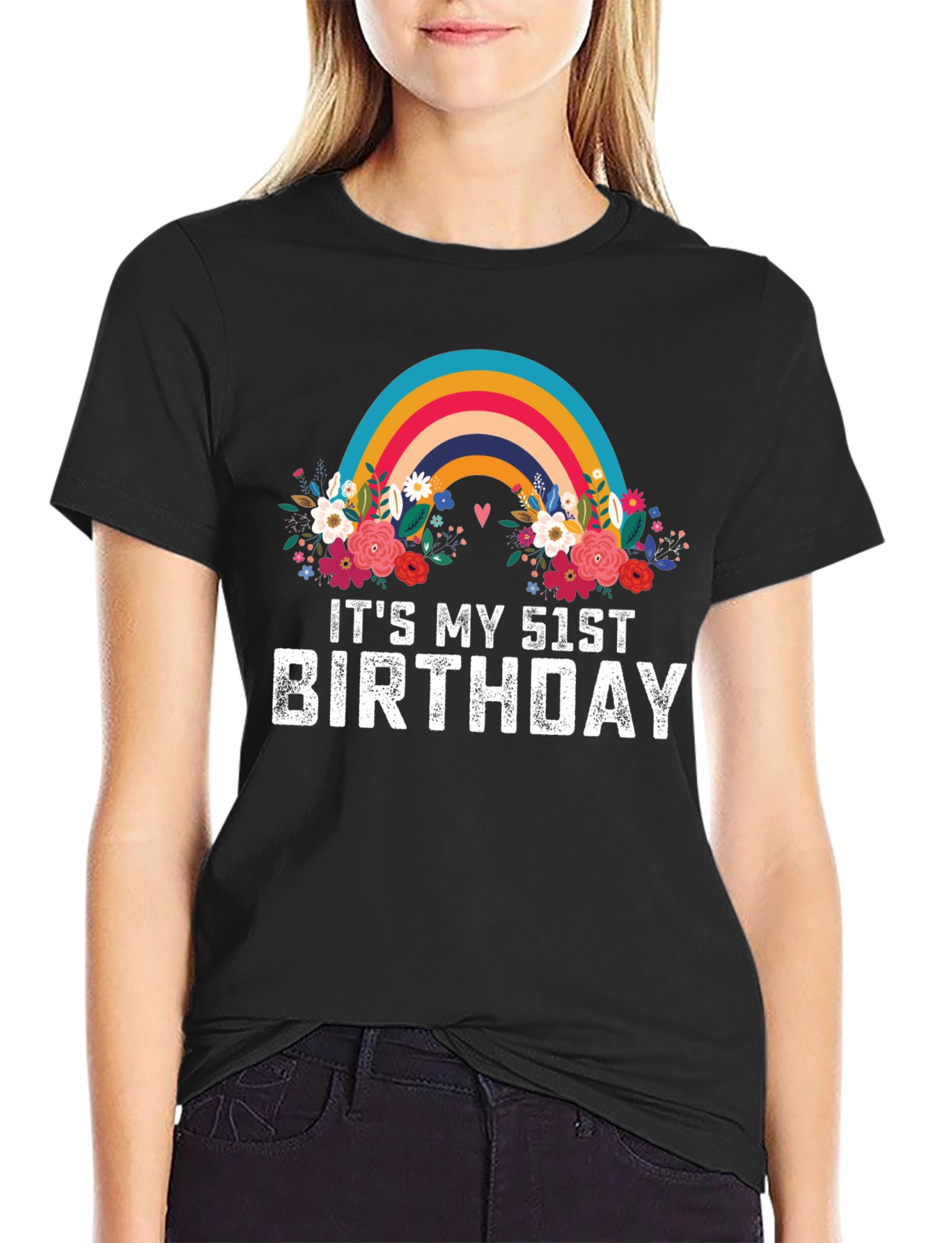 Its My 51st Birthday Rainbow Floral T-Shirt
