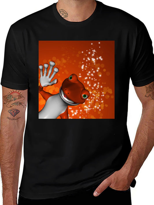 Cartoon Gecko Black T-Shirt