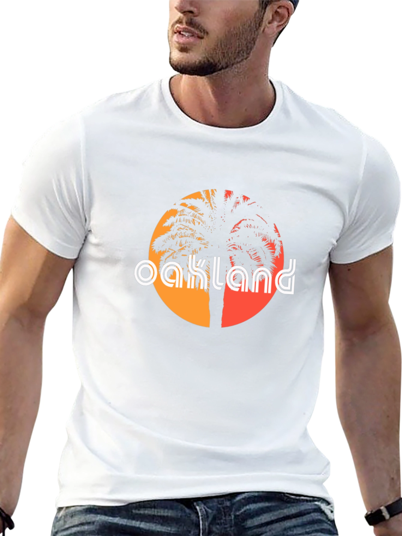 Oakland Palm Tree Graphic Tee - Retro Style