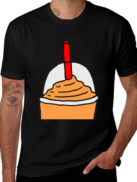 Orange Smoothie Graphic Tee - Casual Black T-Shirt