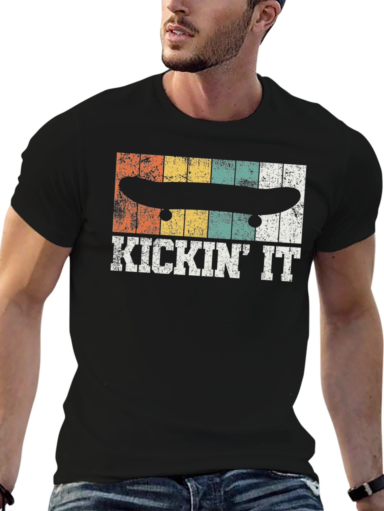 Kickin It Skateboard T-Shirt - Retro Style
