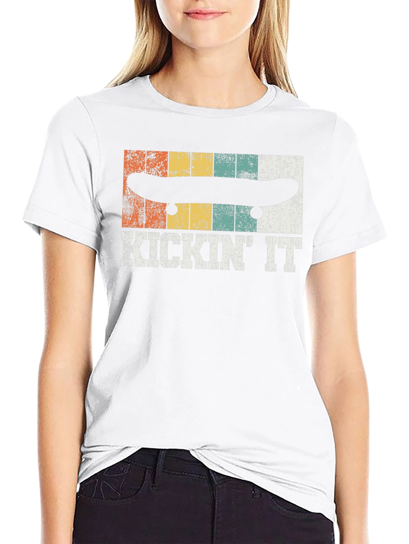Kickin It Skateboard T-Shirt - Retro Style