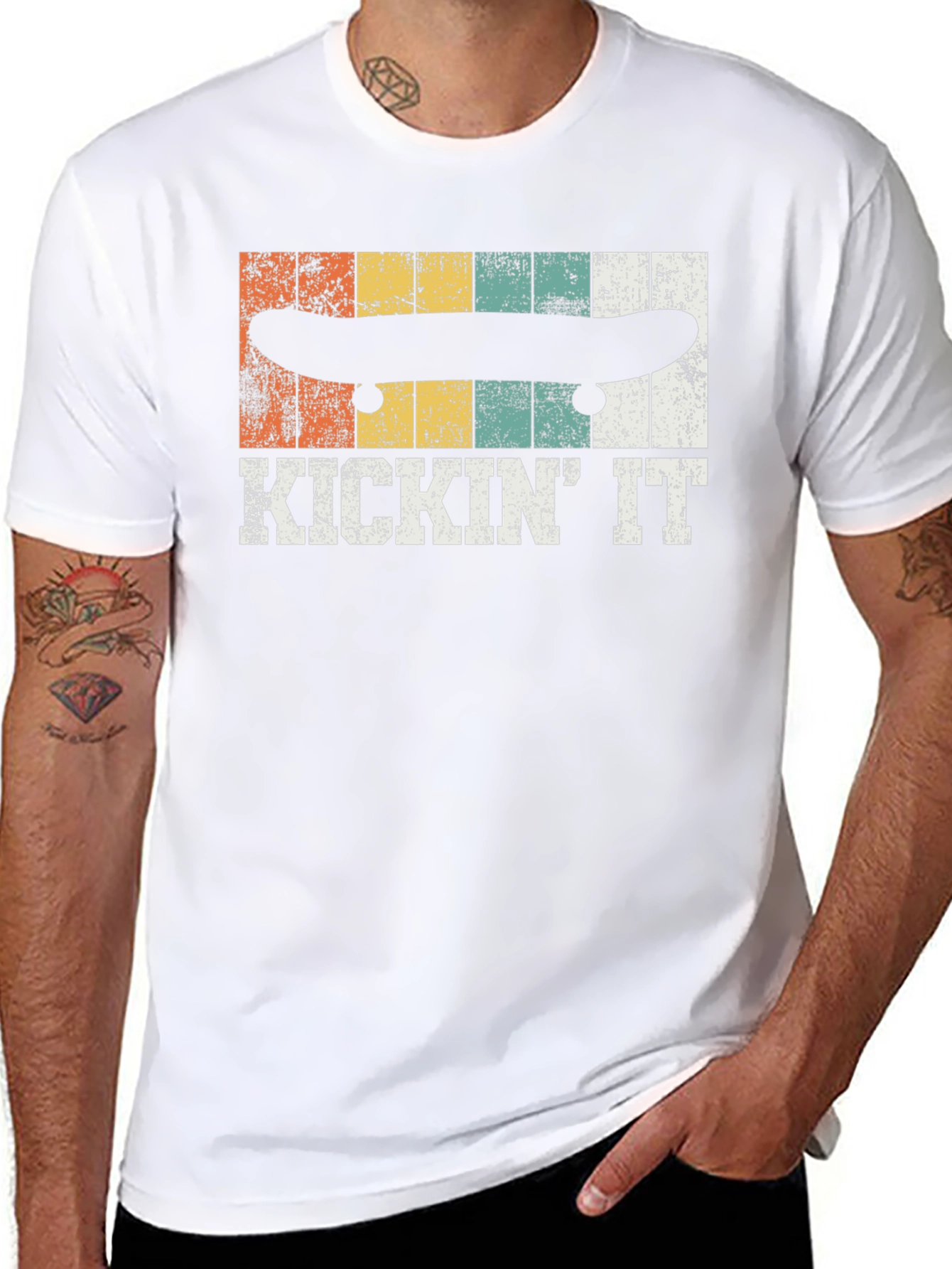Kickin It Skateboard T-Shirt - Retro Style