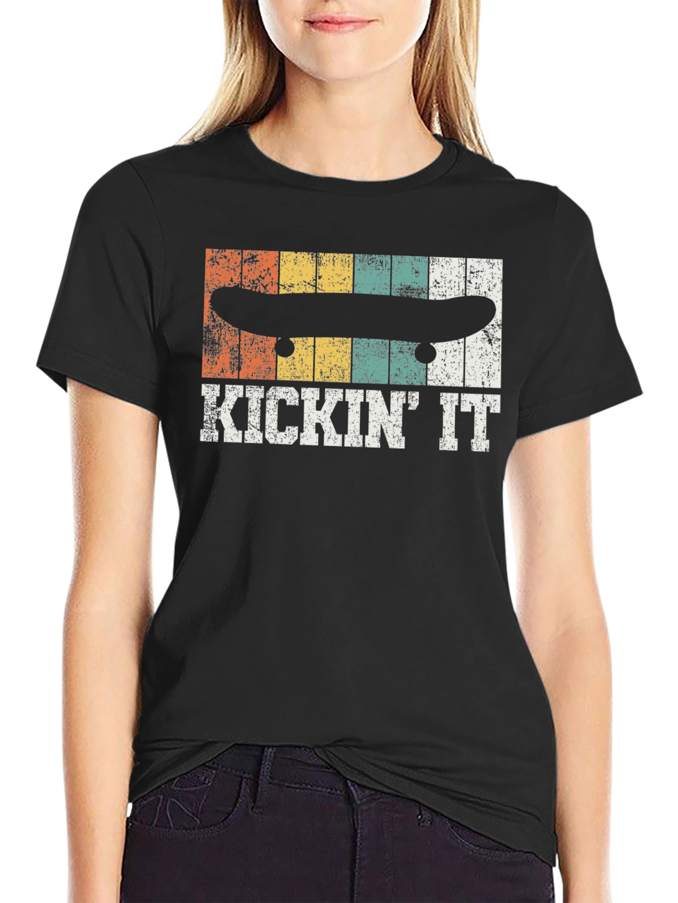 Kickin It Skateboard T-Shirt - Retro Style