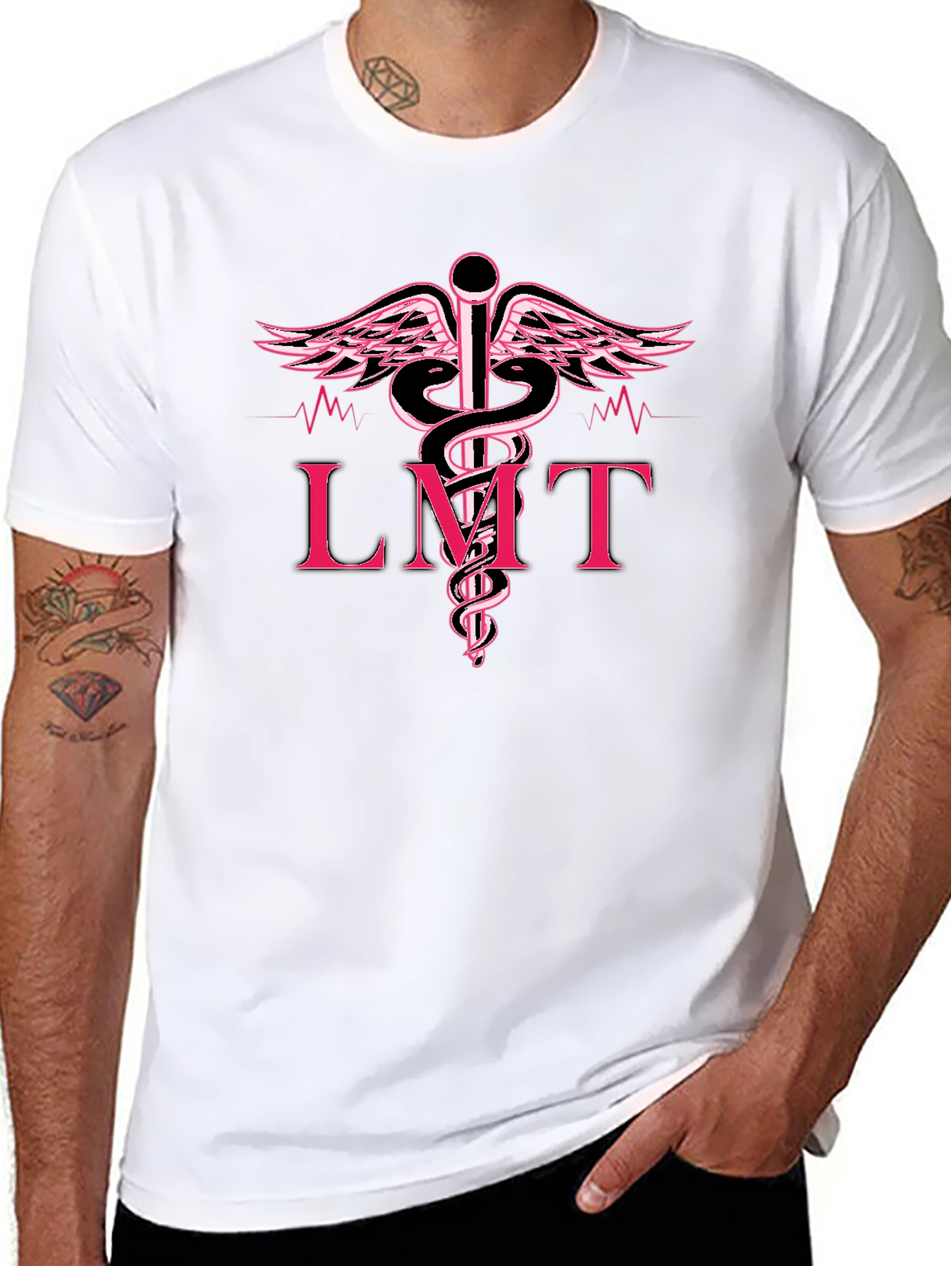 LMT Caduceus Black T-Shirt - Medical Professional Tee