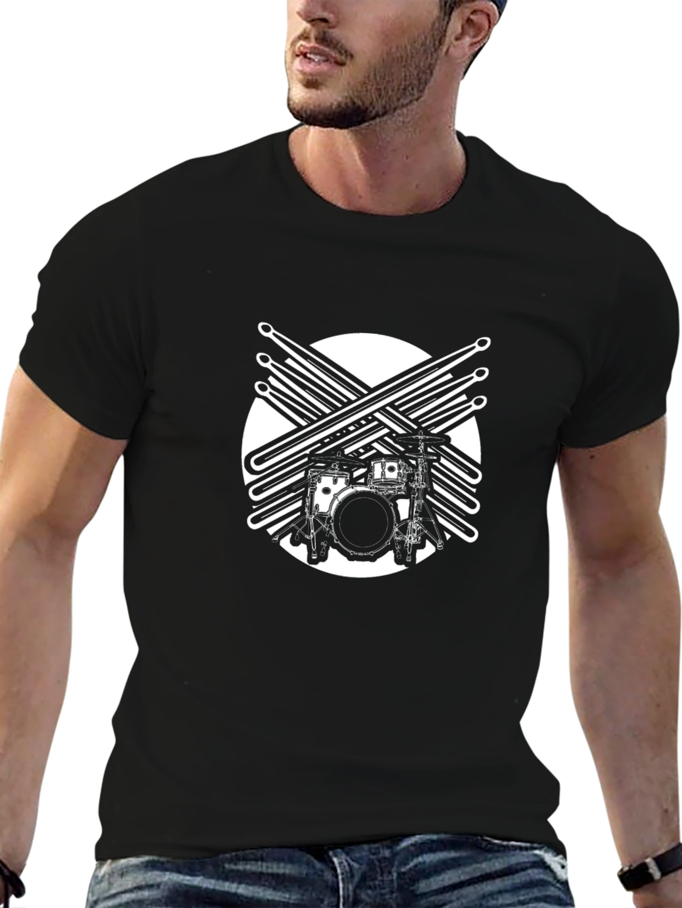 Drum Kit Graphic Tee - Music Lovers Black T-Shirt