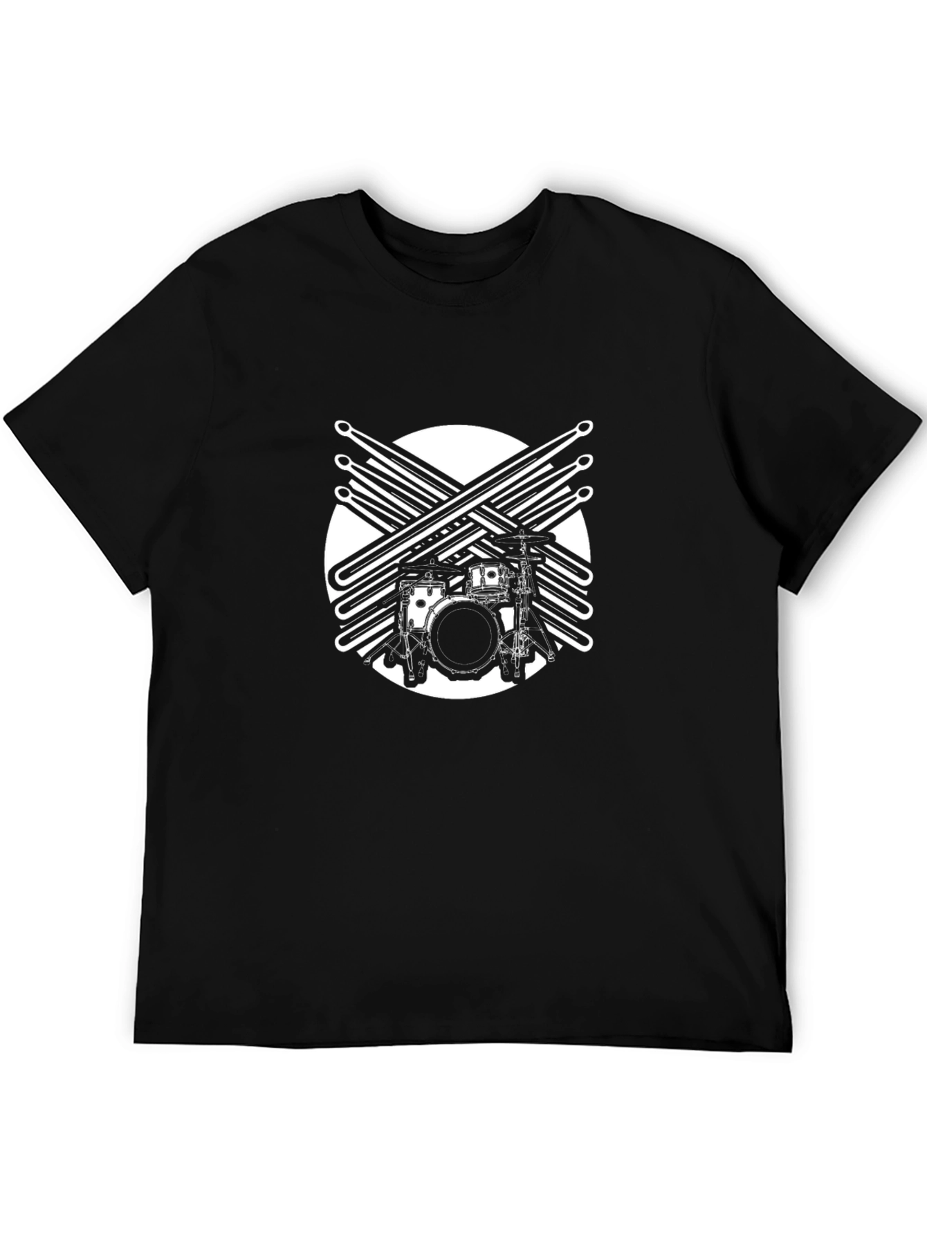 Drum Kit Graphic Tee - Music Lovers Black T-Shirt