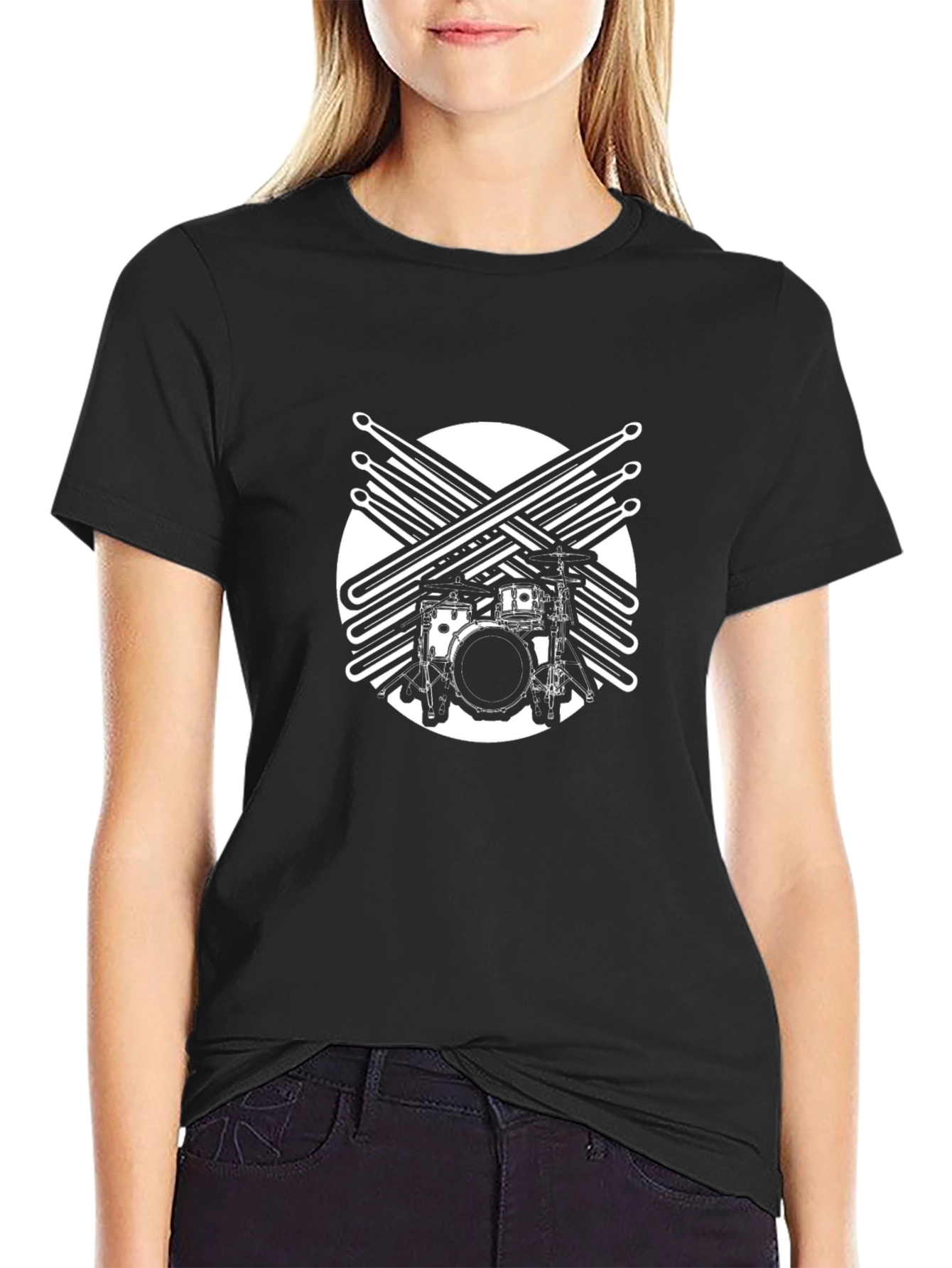 Drum Kit Graphic Tee - Music Lovers Black T-Shirt