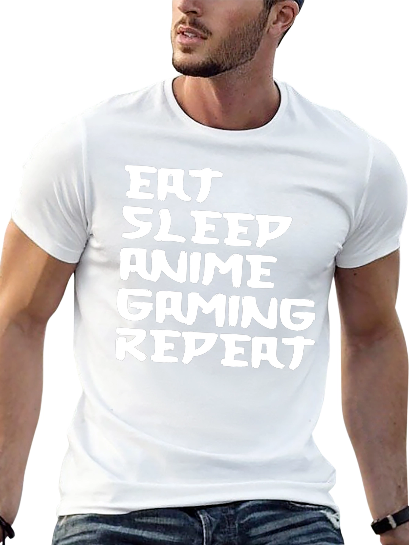 Eat Sleep Anime Gaming Repeat Black T-Shirt