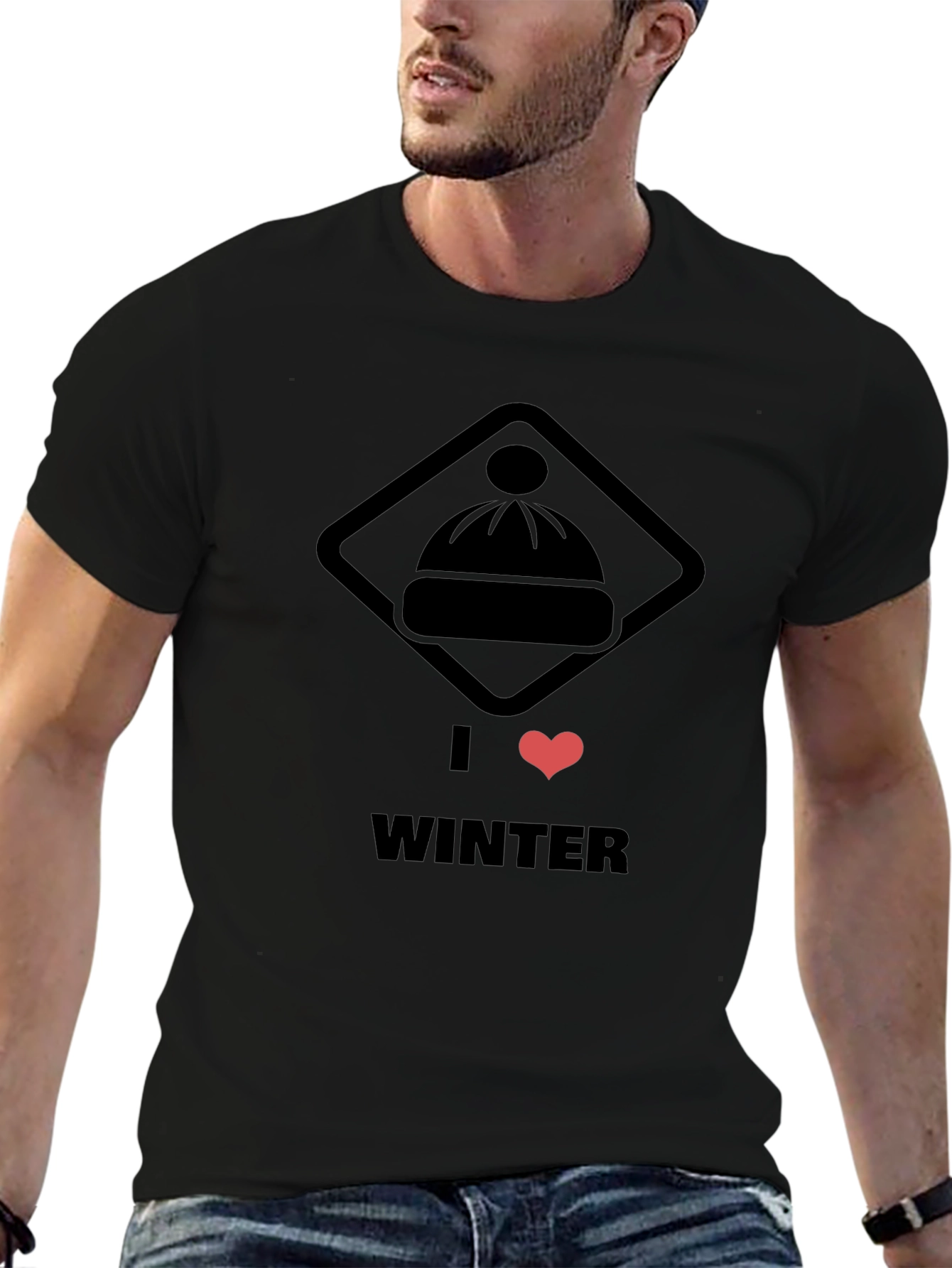 I Heart Winter Black Graphic Tee