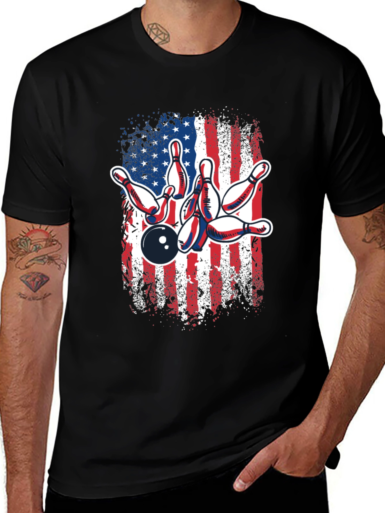 American Flag Bowling T-Shirt