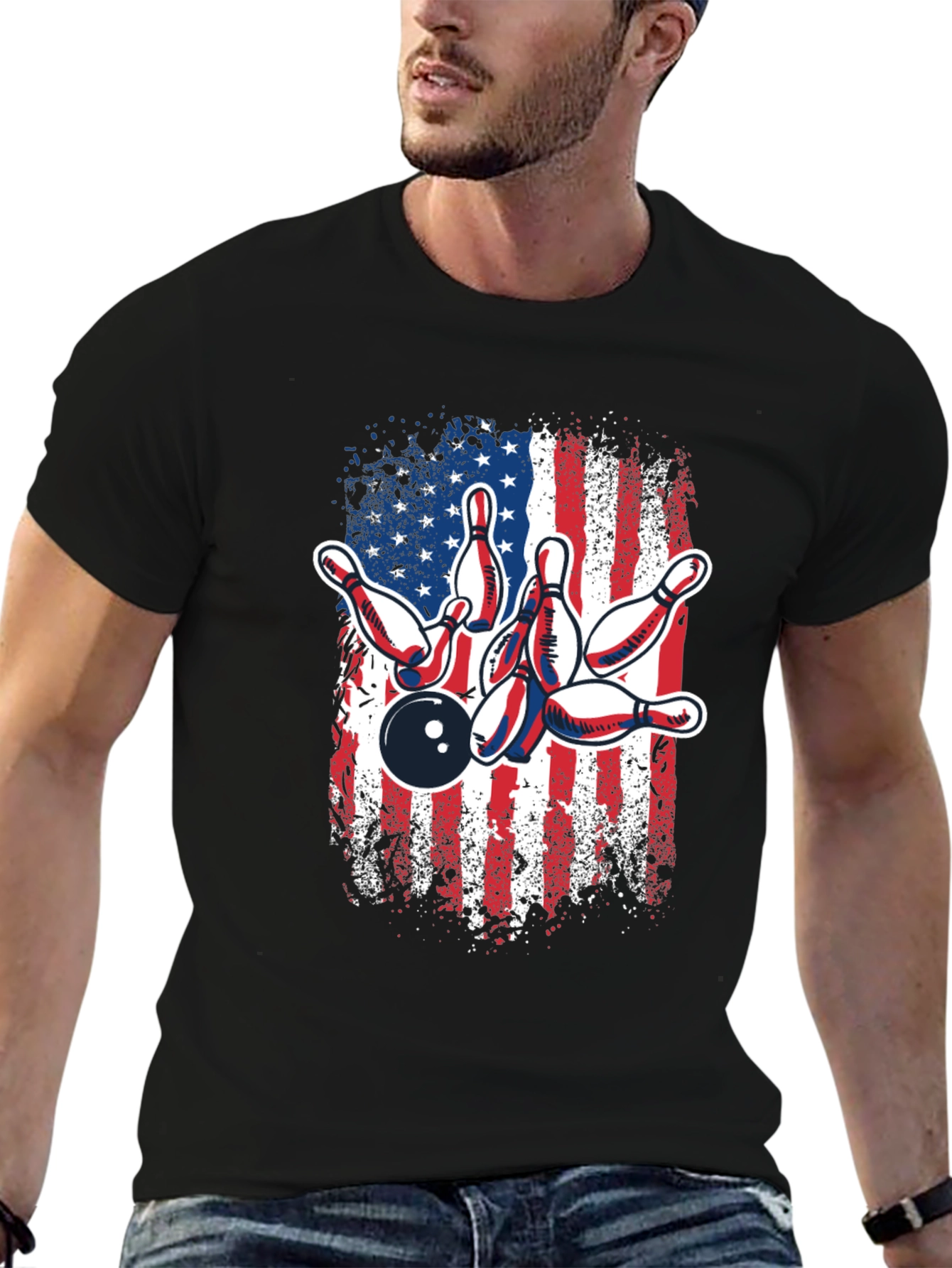 American Flag Bowling T-Shirt