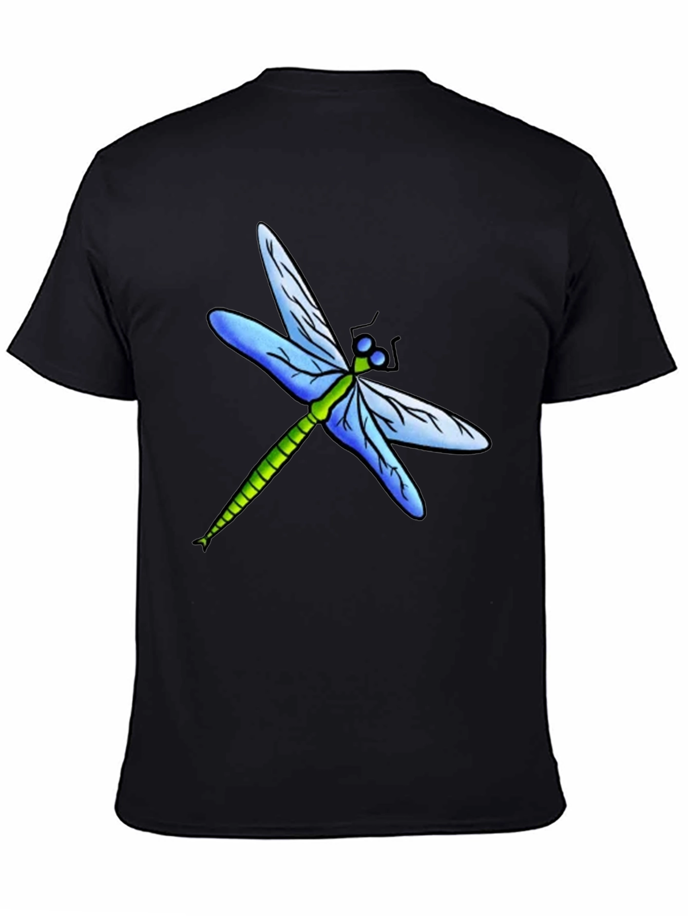 Dragonfly Graphic Tee - Black Cotton T-Shirt