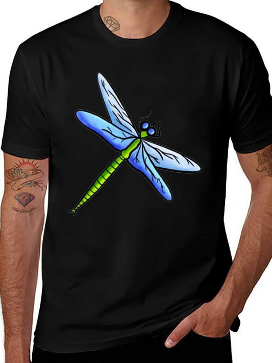 Dragonfly Graphic Tee - Black Cotton T-Shirt
